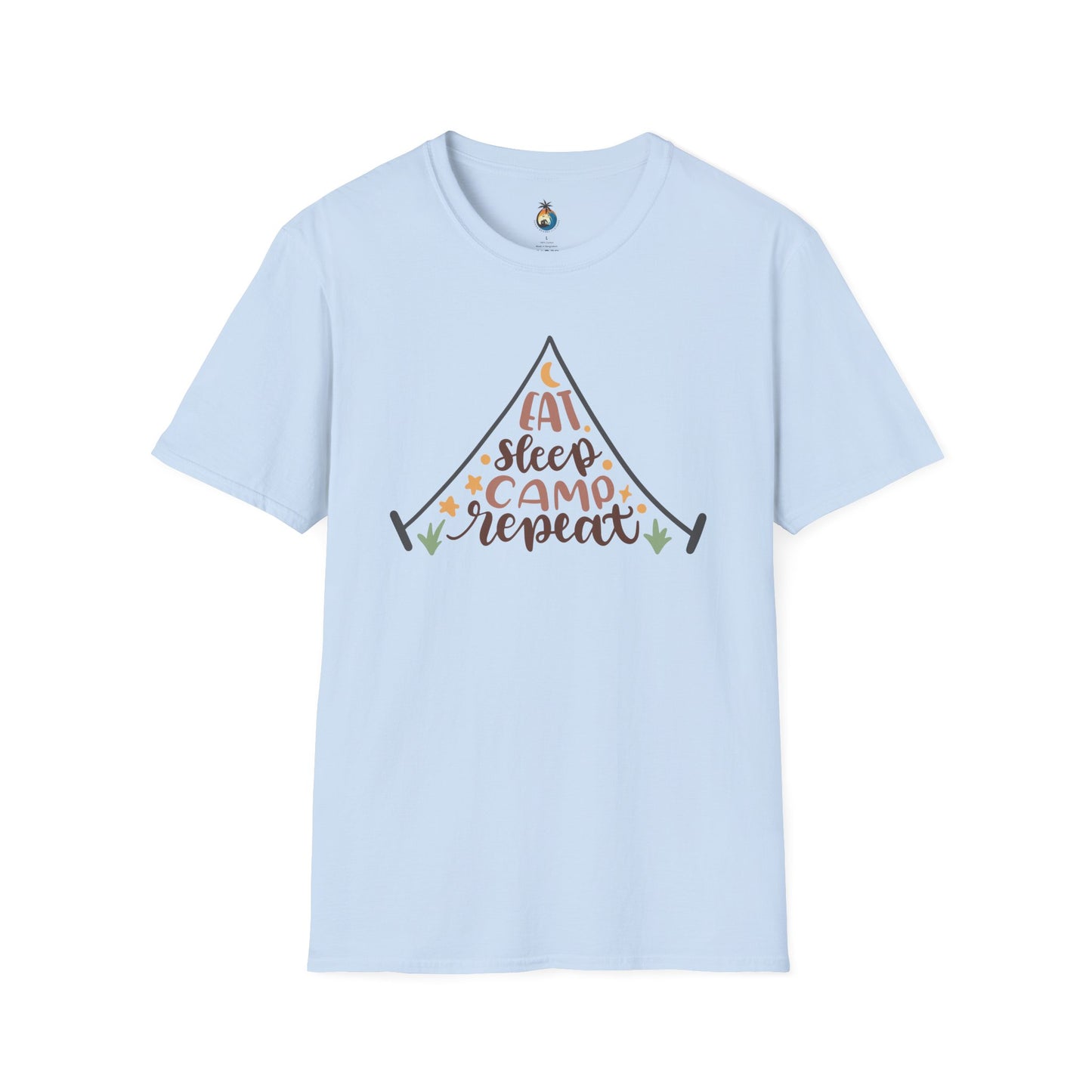 Camping Lifestyle T-Shirt, Eat Sleep Camp Repeat Shirt, Unisex Summer Tee, Outdoor Adventure Clothing, Gifts for Campers, Hiking Memento