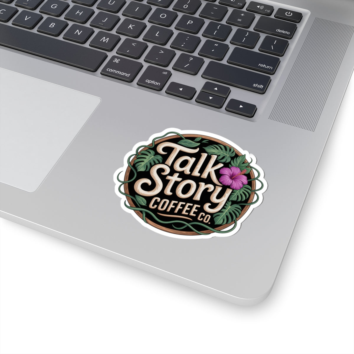 Talk Story Coffee Co. Kiss-Cut Stickers, Tropical Vibe Wall Decor, Laptop Decals, Gift for Coffee Lovers, Summer Party Favors