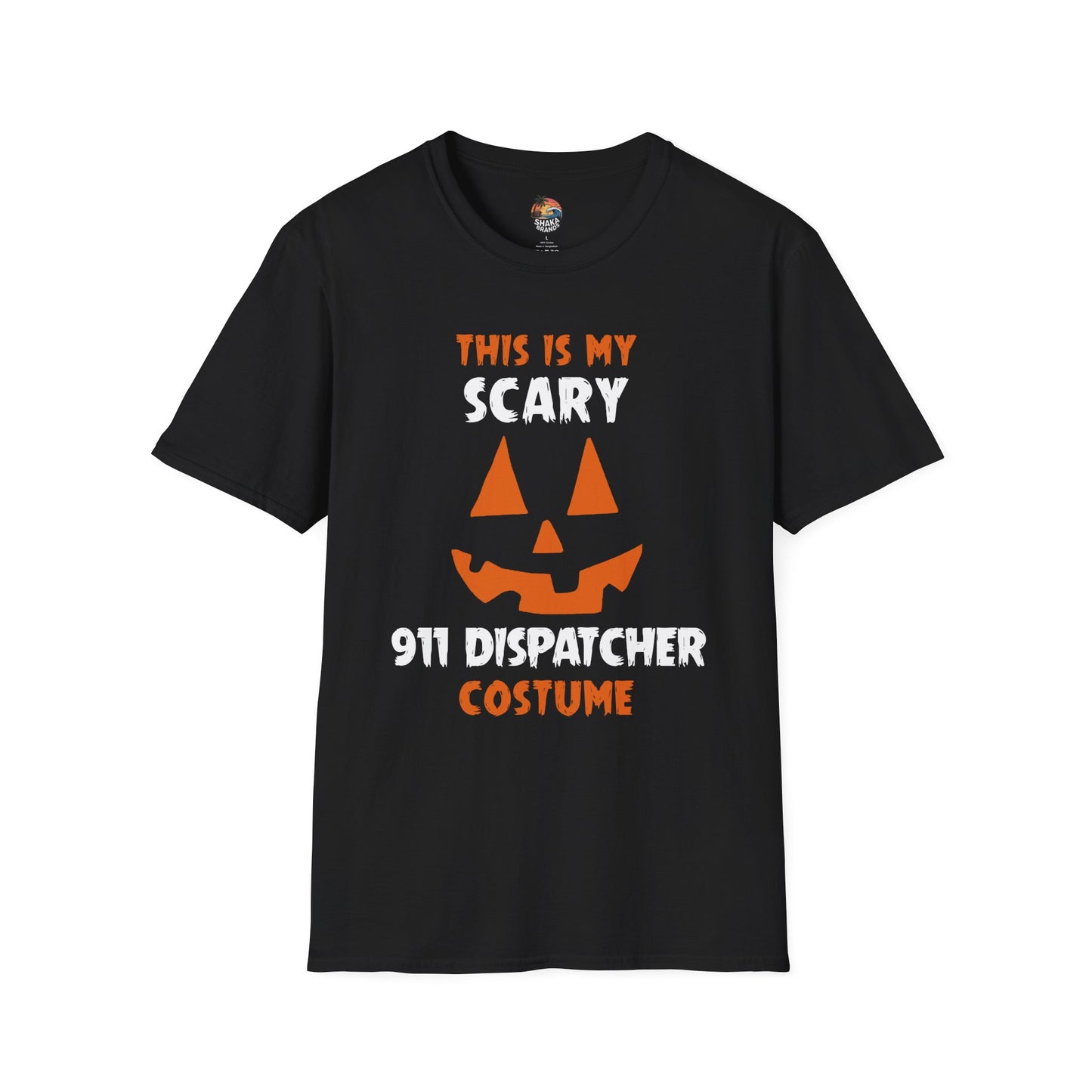 Shaka Brands | Halloween T‑Shirt | “This Is My Scary 911 Dispatcher Costume” | Unisex | Soft Cotton Blend | Sizes S–2XL