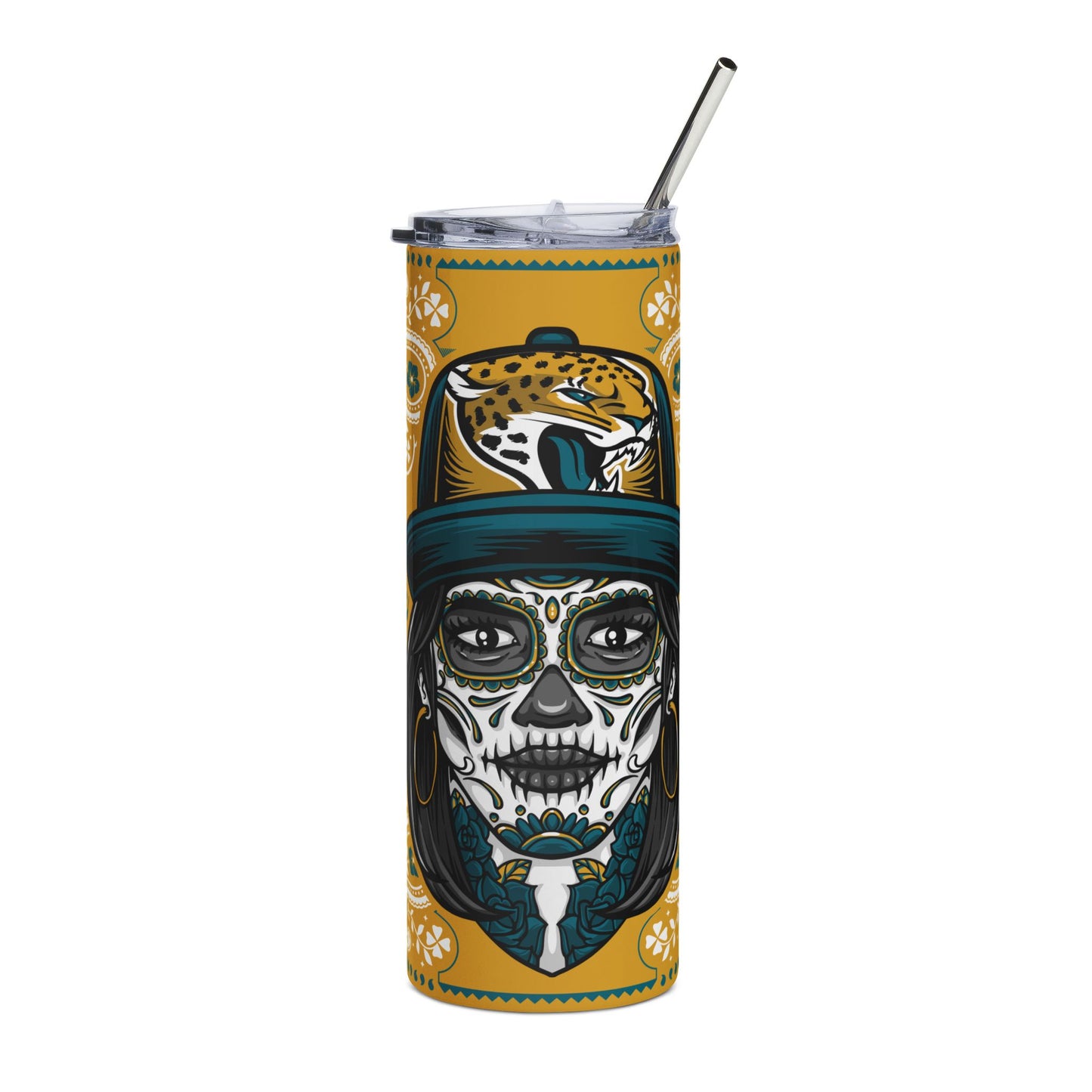 Jaguars Sugar Skull 20 oz Tumbler – Sublimated, Double-Walled