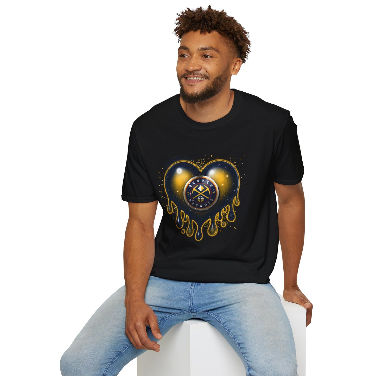 Nuggets Dripping Heart T-Shirt - Unisex Softstyle Tee, Trendy Graphic Top, Perfect for Valentine's Day, Casual Wear, Unique Gift Idea