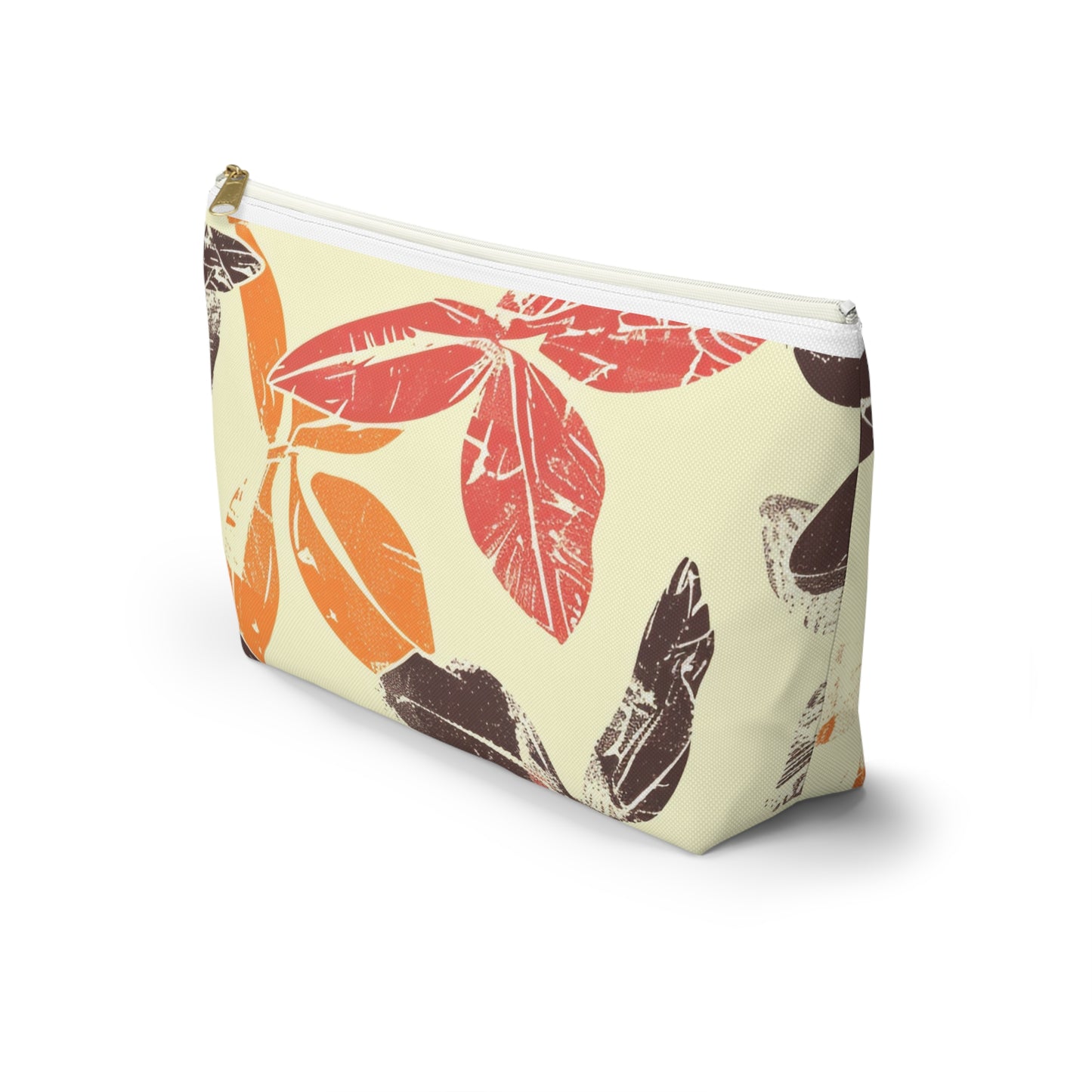 Bohemian Leaf Accessory Pouch, Travel Makeup Bag, Cosmetic Organizer, Earthy Gift, Eco-Friendly Zip Pouch