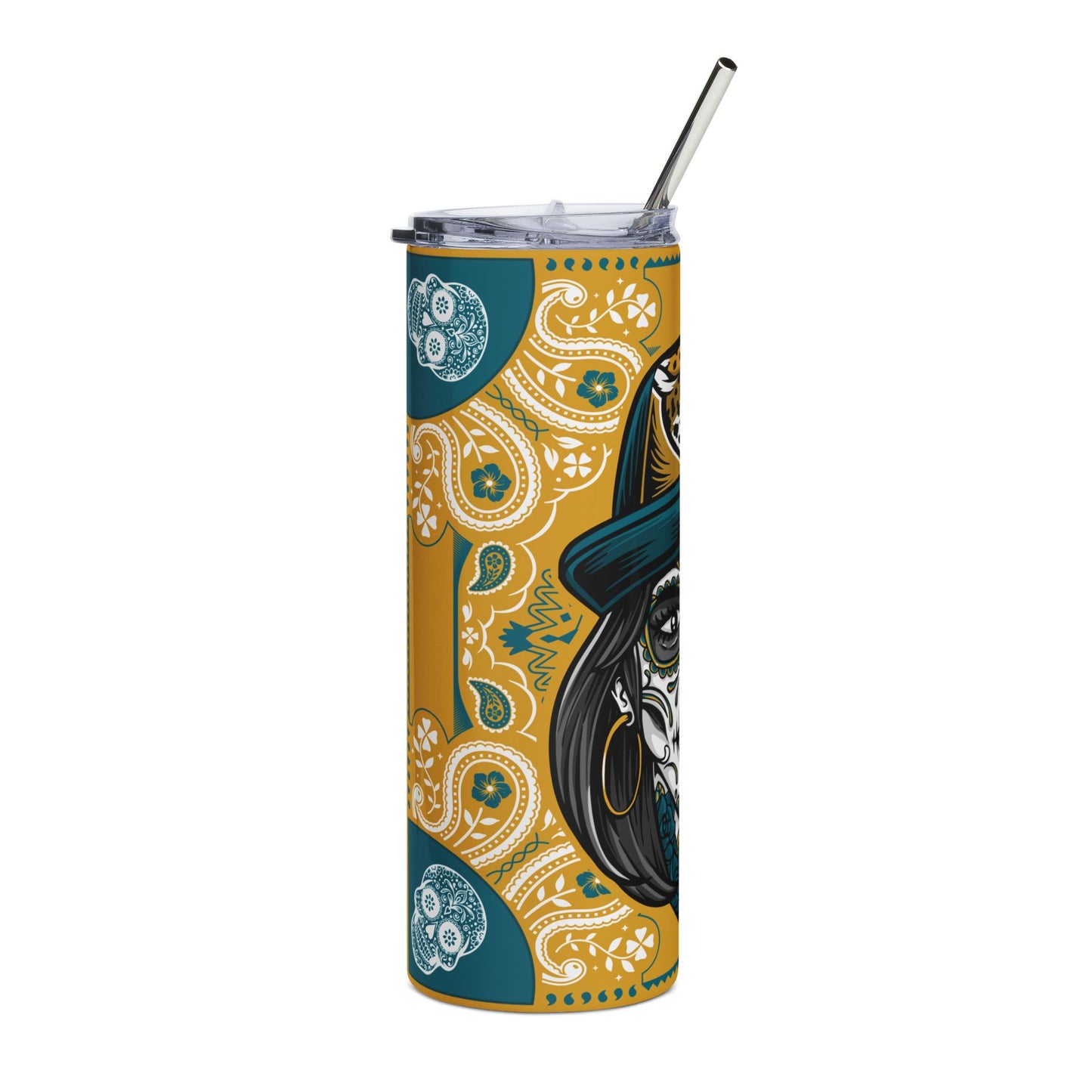 Jaguars Sugar Skull 20 oz Tumbler – Sublimated, Double-Walled
