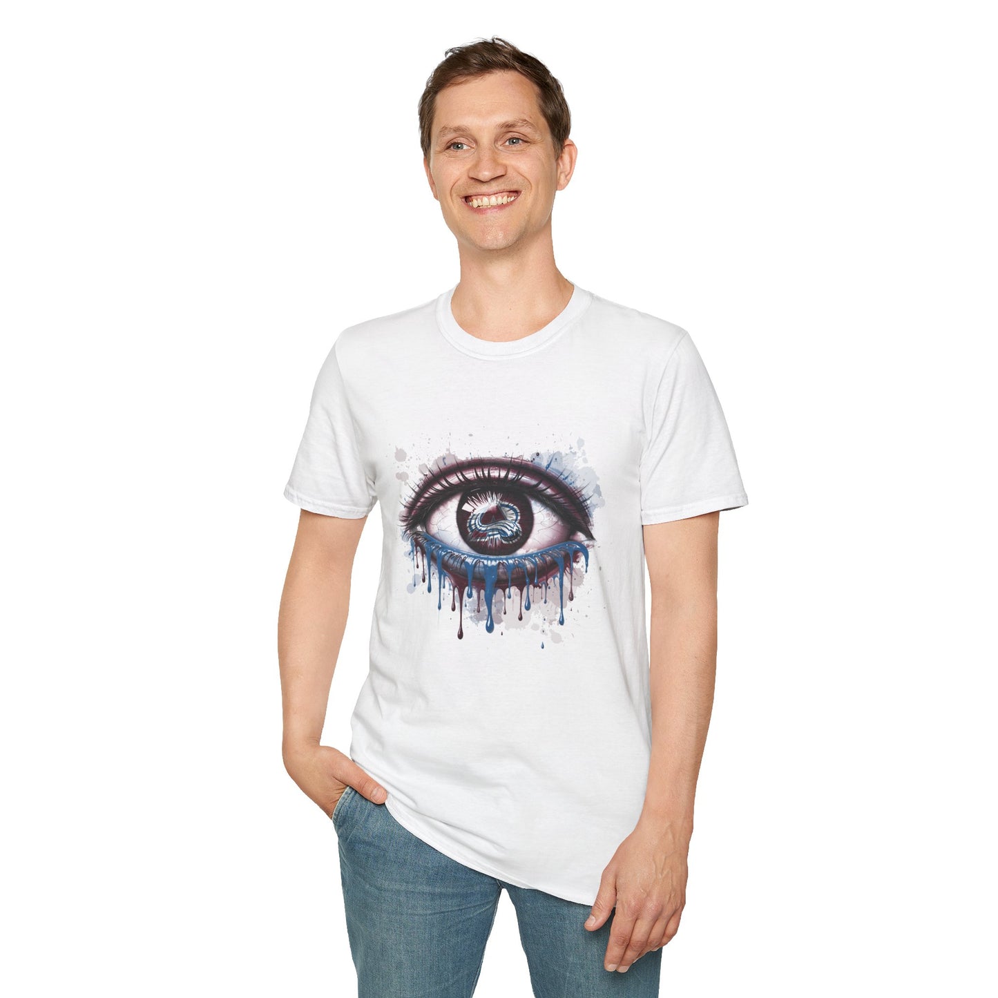 Avalanche Eye T-Shirt, Unisex Softstyle Tee, Unique Gift, Casual Wear, Art Lover Apparel, Creative Style