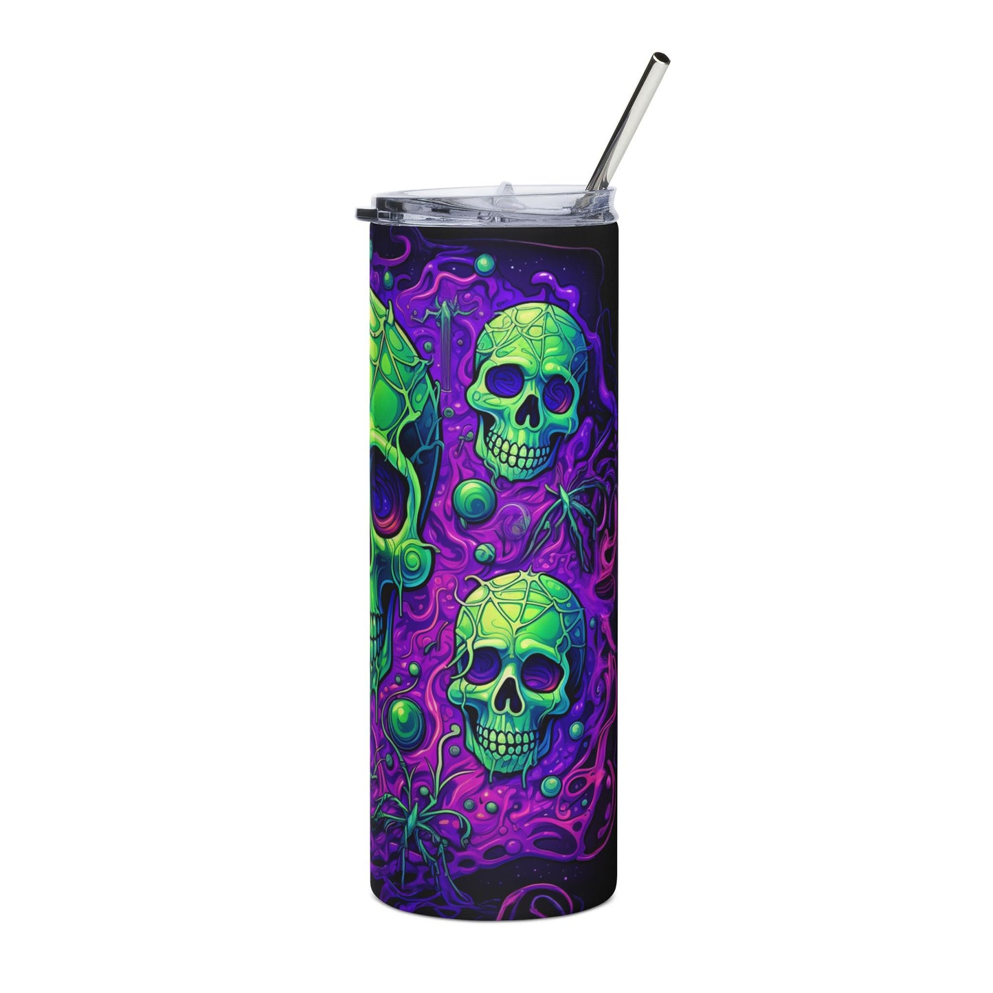 Vibrant Skull Tumbler with Straw – Perfect for Halloween Parties, Gothic Decor, and Unique Gifts, Ideal for All Occasions, 20oz