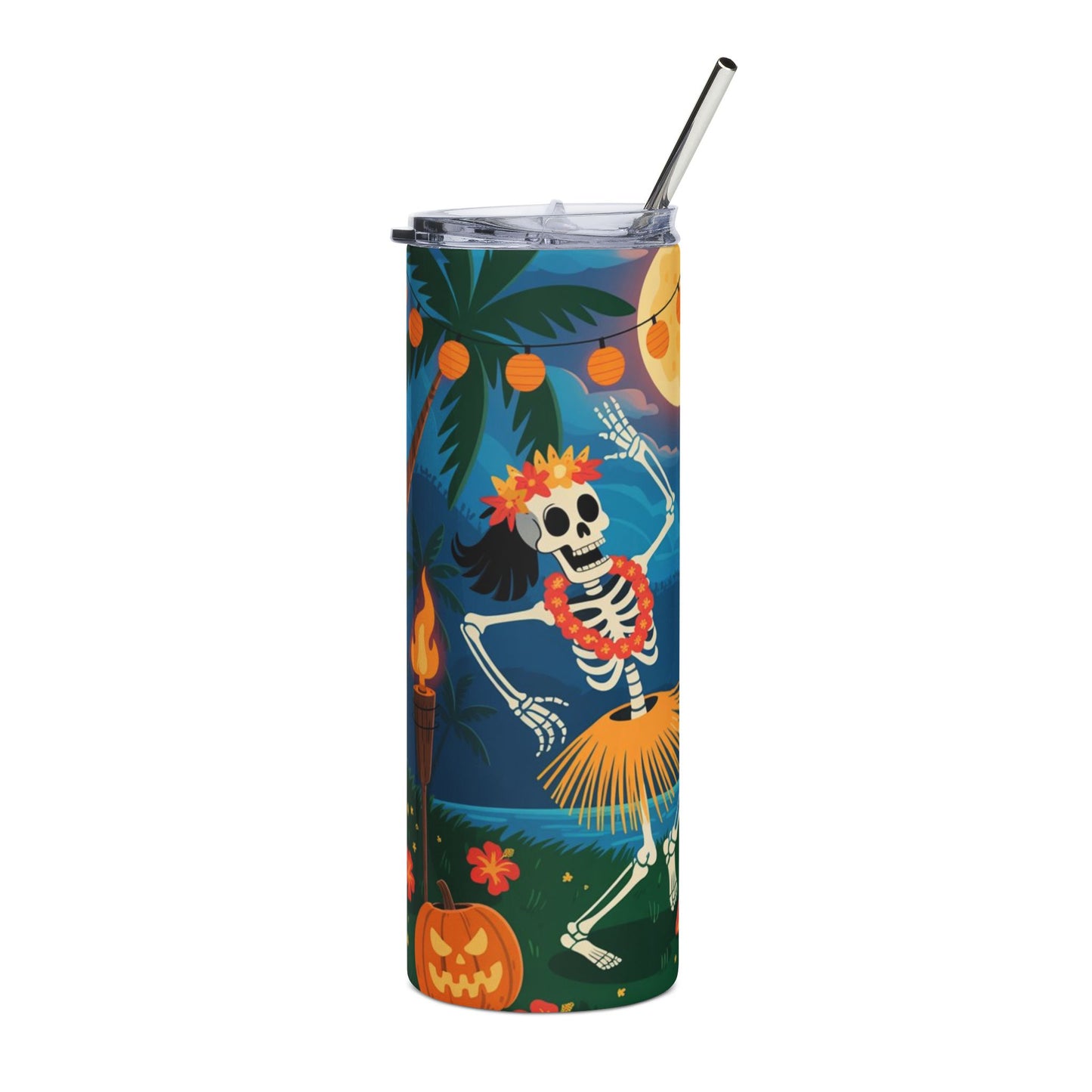 Hawaiian Skeleton Tumbler, 20oz | Fun Party Cup, Halloween Drinkware, Tropical Decor, Summer Vibes, Unique Gift Idea