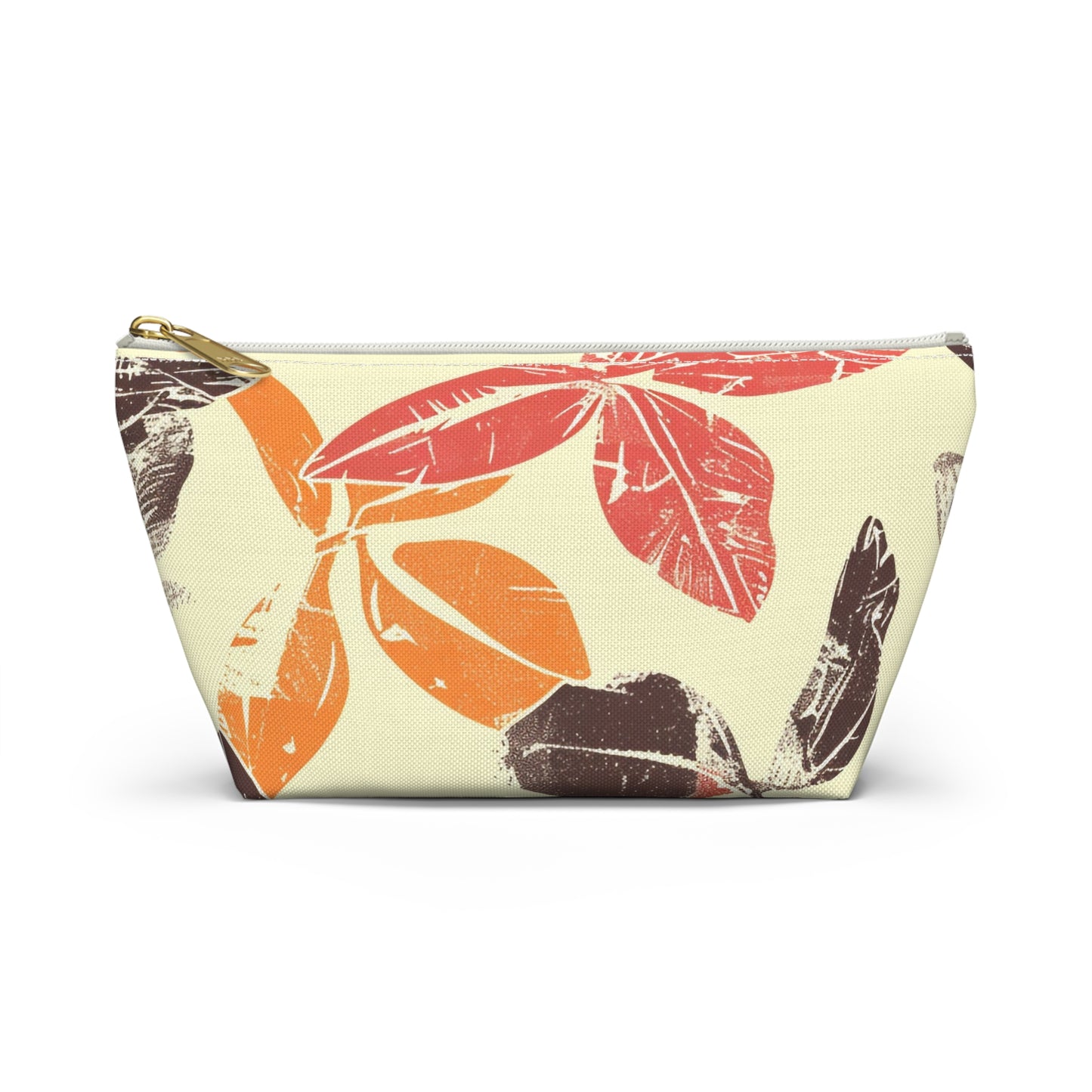 Bohemian Leaf Accessory Pouch, Travel Makeup Bag, Cosmetic Organizer, Earthy Gift, Eco-Friendly Zip Pouch