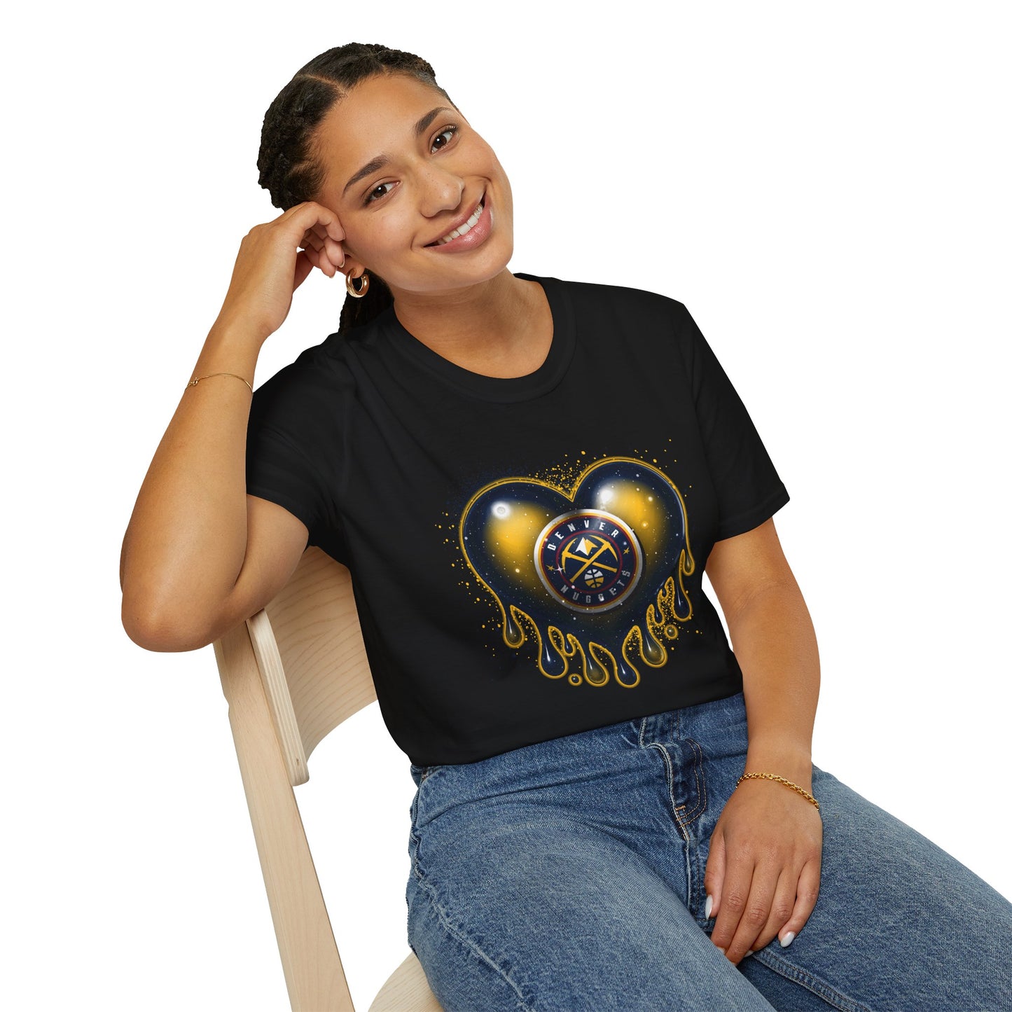 Nuggets Dripping Heart T-Shirt - Unisex Softstyle Tee, Trendy Graphic Top, Perfect for Valentine's Day, Casual Wear, Unique Gift Idea
