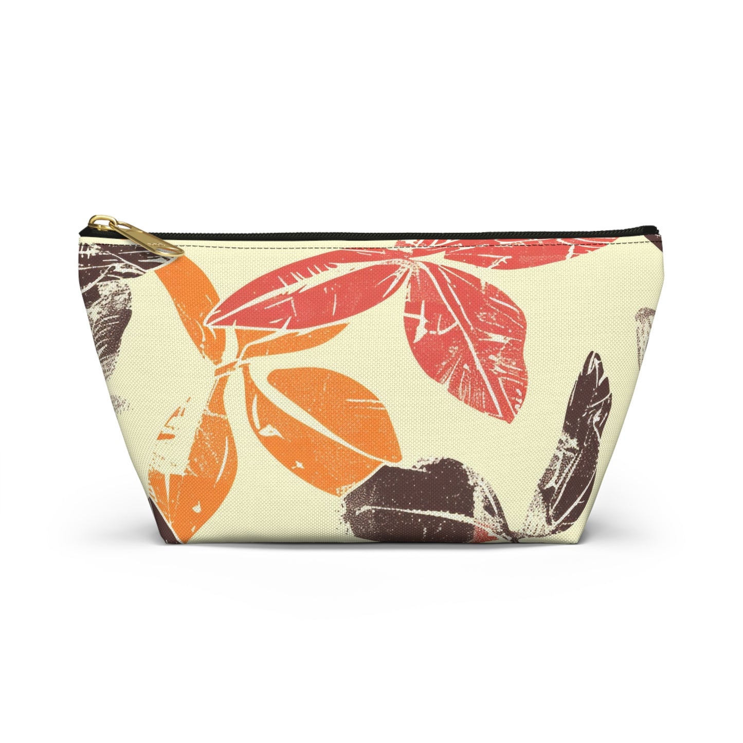 Bohemian Leaf Accessory Pouch, Travel Makeup Bag, Cosmetic Organizer, Earthy Gift, Eco-Friendly Zip Pouch
