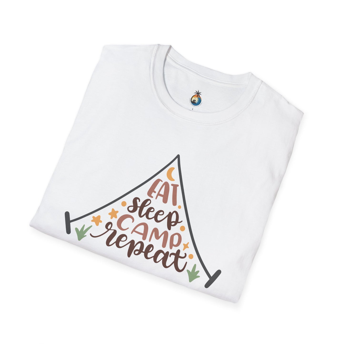 Camping Lifestyle T-Shirt, Eat Sleep Camp Repeat Shirt, Unisex Summer Tee, Outdoor Adventure Clothing, Gifts for Campers, Hiking Memento