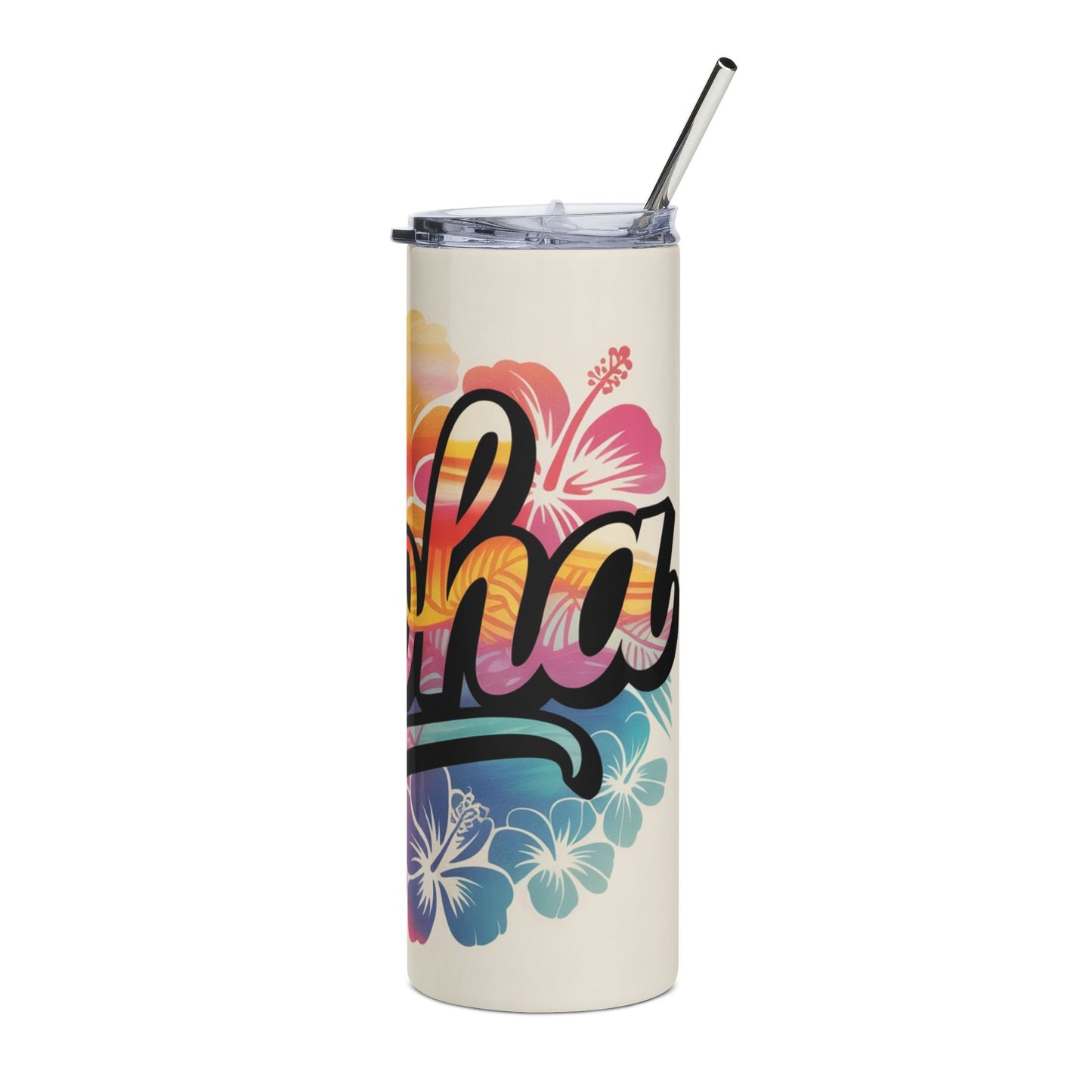 Vibrant Aloha Stainless Steel Tumbler, Beach Vibes Coffee Cup, Travel Mug, Summer Drinkware, Gift for Ocean Lovers