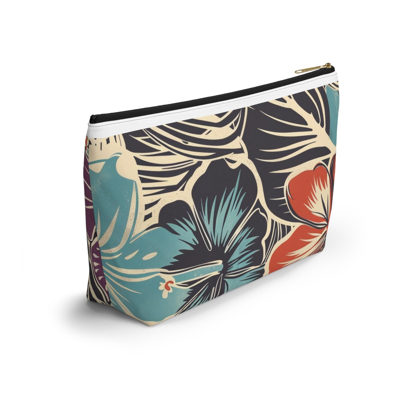 Tropical Floral Accessory Pouch - Makeup Bag, Travel Organizer, Journaling Kit, Gift for Her, Summer Vibes