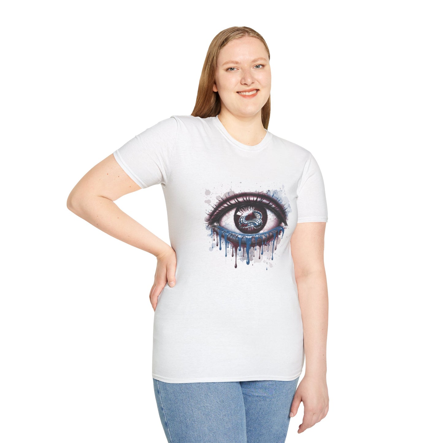 Avalanche Eye T-Shirt, Unisex Softstyle Tee, Unique Gift, Casual Wear, Art Lover Apparel, Creative Style