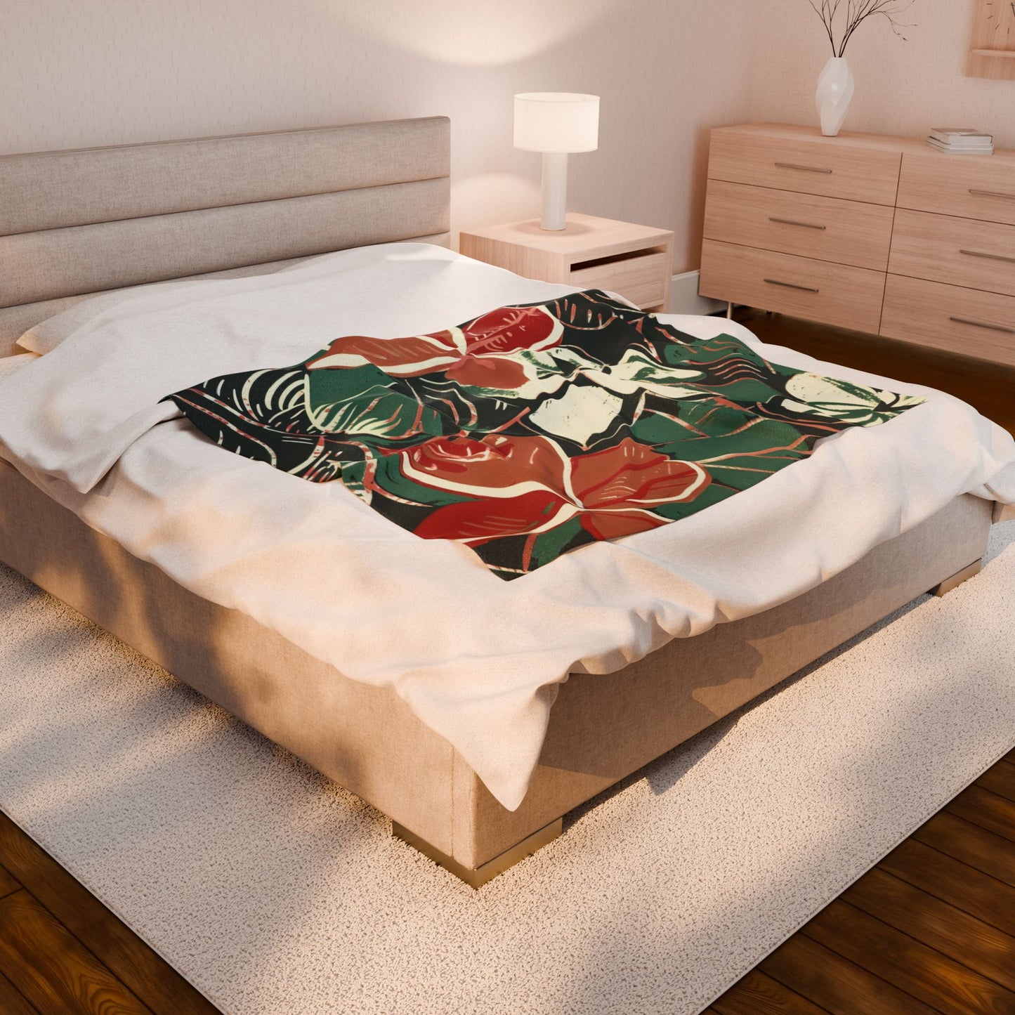 Tropical Floral Plush Blanket - Cozy Home Decor, Great Gift for Birthdays, Weddings, Holidays, Relaxing Evenings, Kids' Rooms