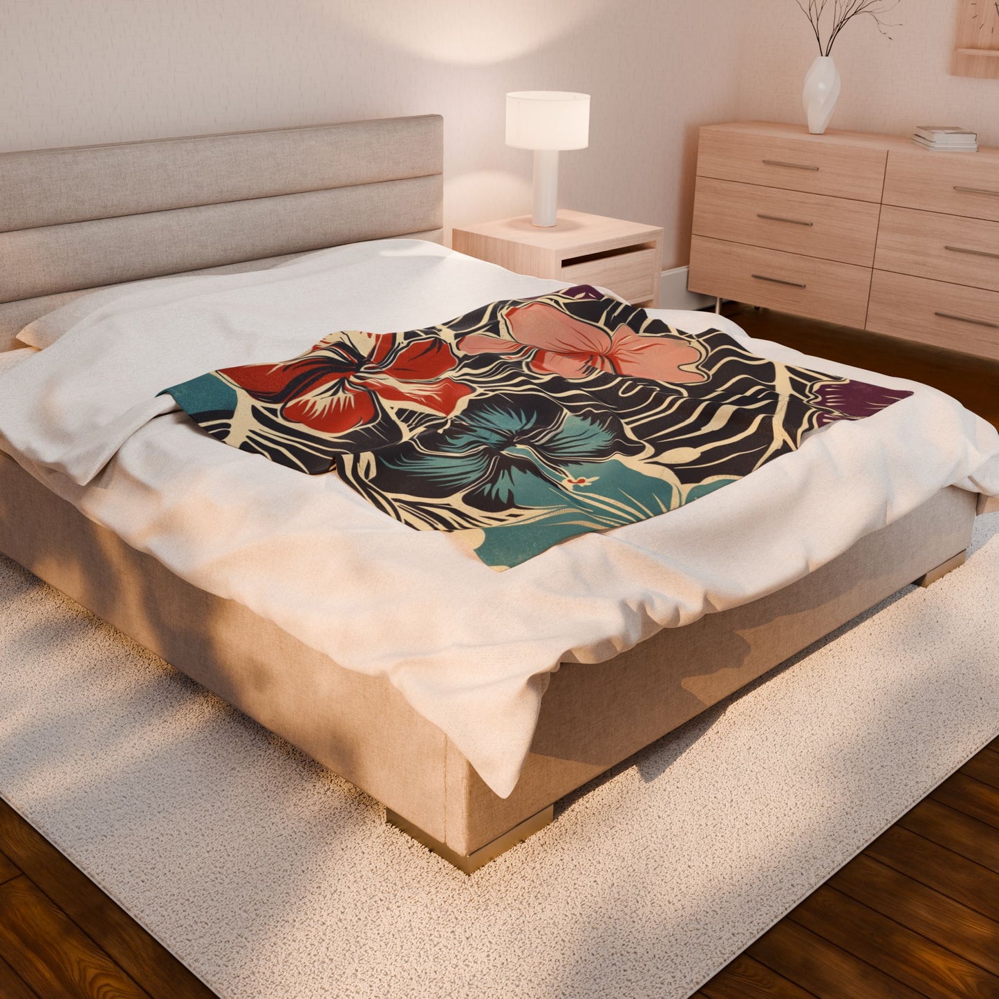 Tropical Floral Plush Blanket - Cozy Home Decor, Great Gift for Birthdays, Weddings, Holidays, Relaxing Evenings, Kids' Rooms