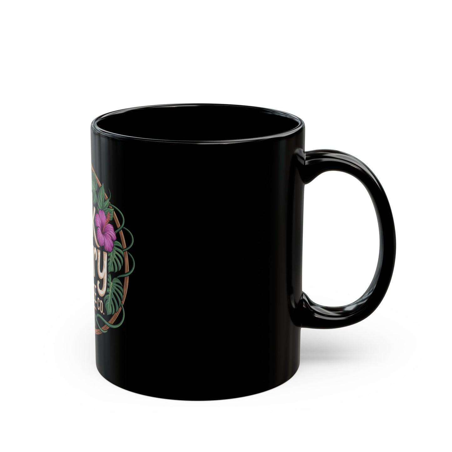 Tropical Coffee Mug, Talk Story Coffee Co Design, Gift for Coffee Lovers, Black Ceramic Mug, Relaxing Vibe, Home Cafe Decor