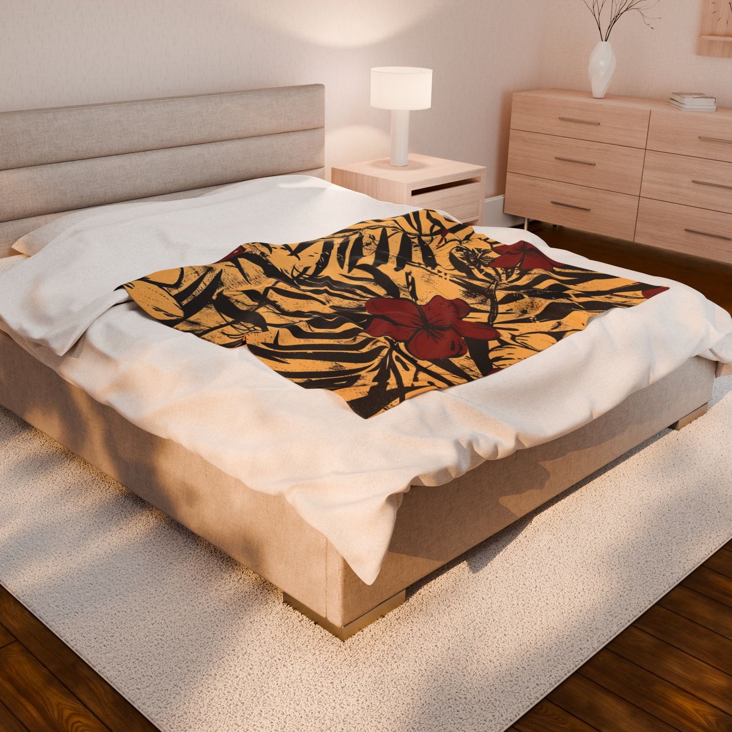 Tropical Floral Plush Blanket - Cozy Home Decor, Great Gift for Birthdays, Weddings, Holidays, Relaxing Evenings, Kids' Rooms
