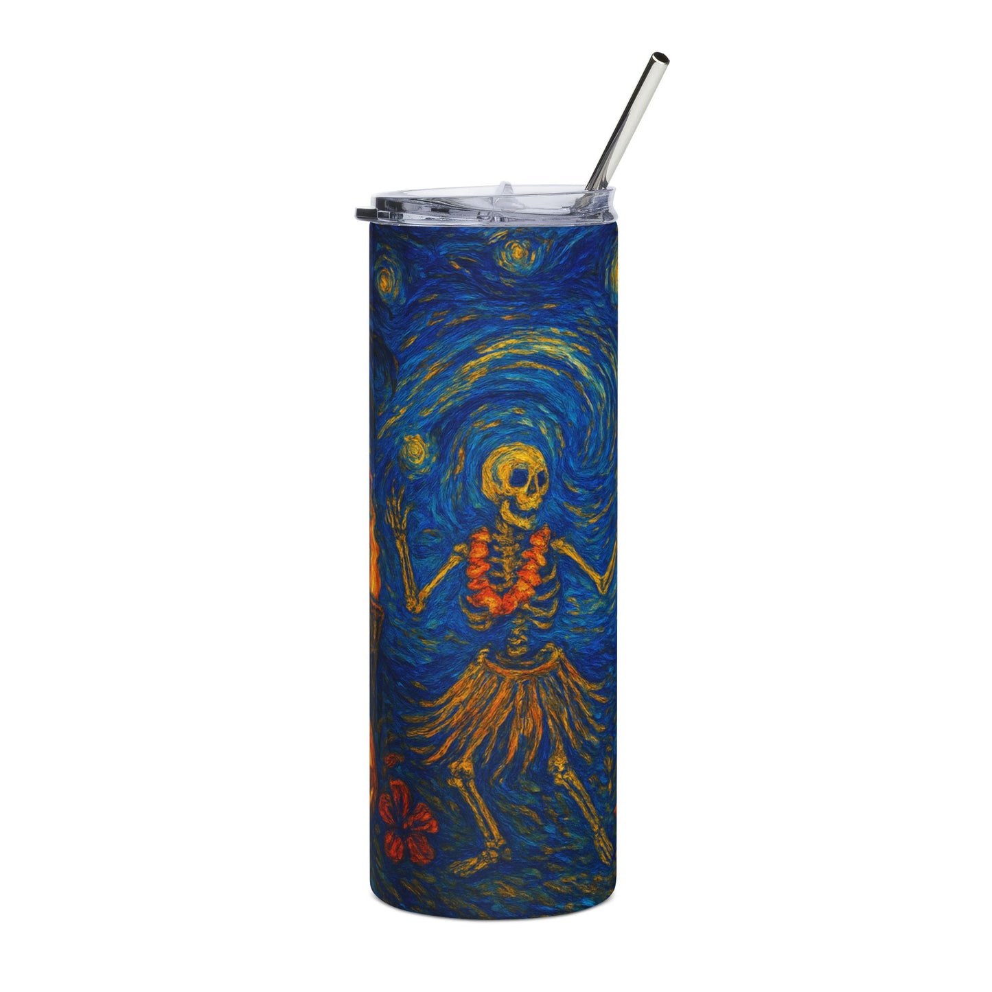Starry Nights Hawaiian Luau Halloween 20 zo Skinny tumbler