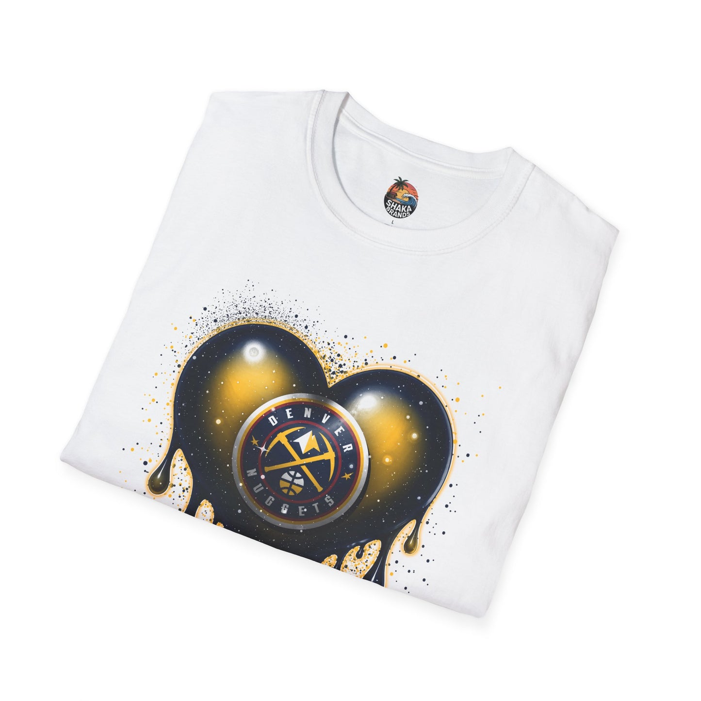 Nuggets Dripping Heart T-Shirt - Unisex Softstyle Tee, Trendy Graphic Top, Perfect for Valentine's Day, Casual Wear, Unique Gift Idea