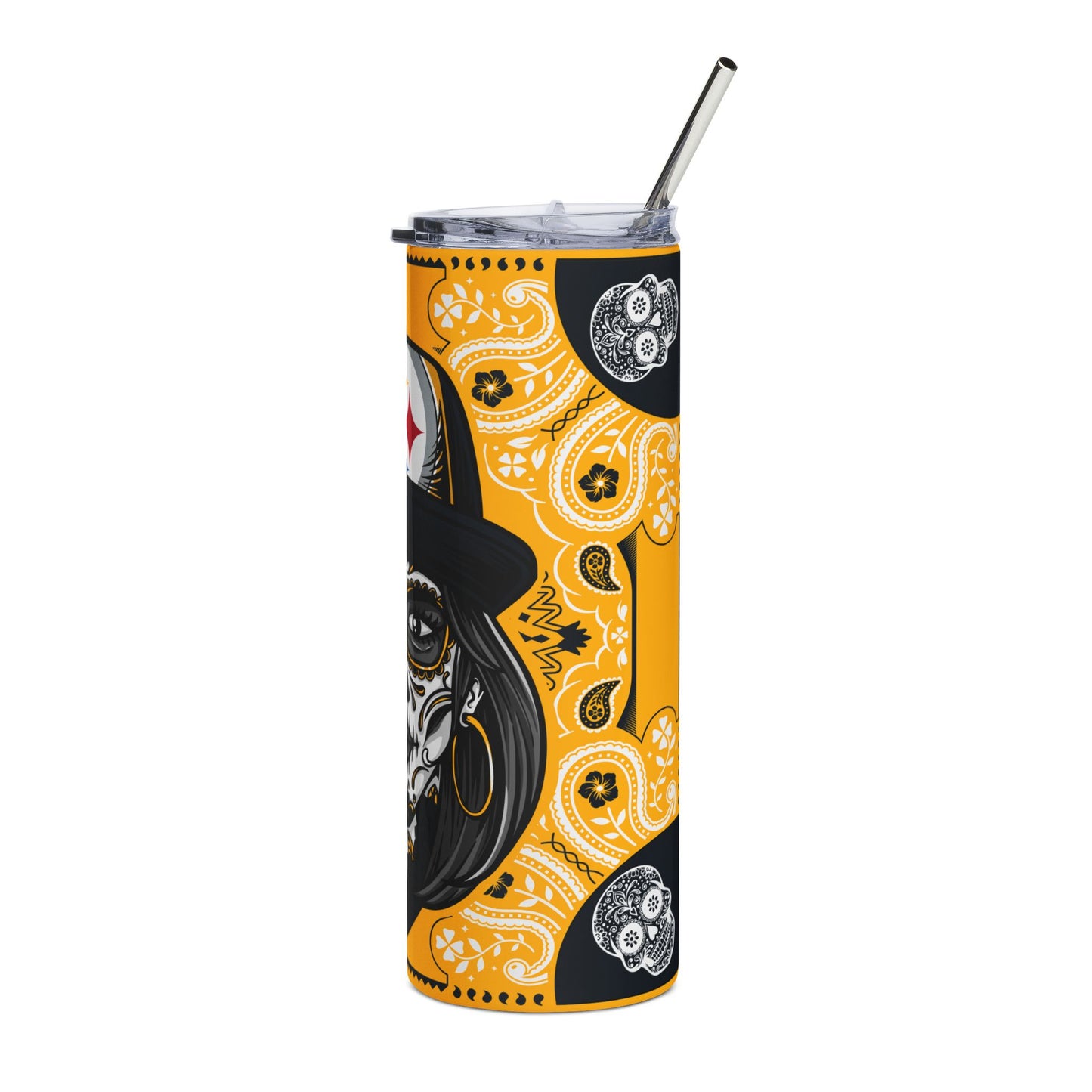 Steelers Sugar Skull 20 oz Tumbler – Sublimated, Double-Walled