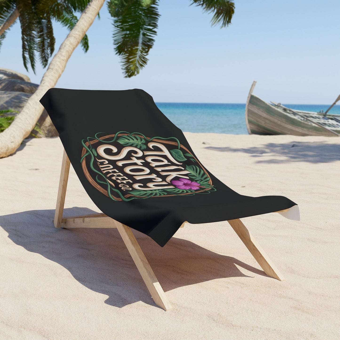 Talk Story Coffee Co Tropical Beach Towel - Design, Summer Vibes, Poolside Essential, Vacation Gift, Beach Day Accessory