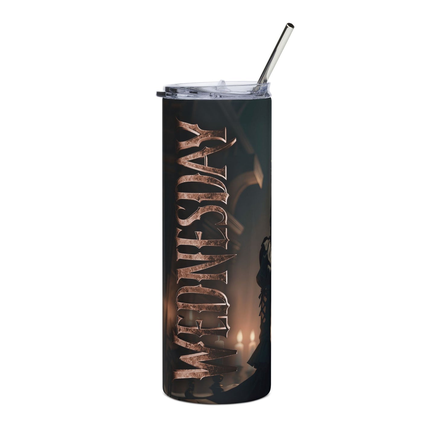 Gothic Wednesday Tumbler, 20oz - Perfect Halloween Gift, Spooky Drinkware, Unique Coffee Cup, Wednesday Addams Inspired, Dark Aesthetic