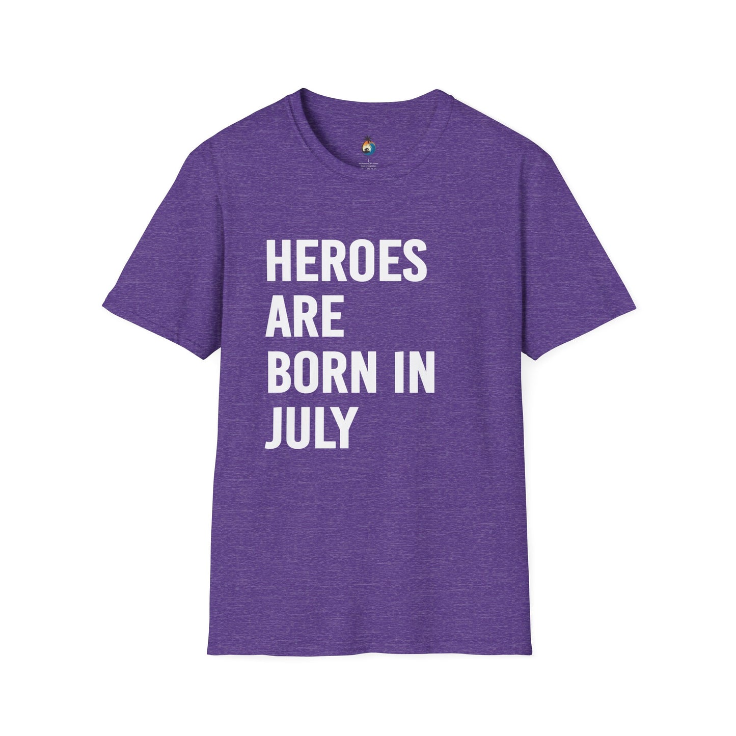 Heroes Are Born in July Unisex Softstyle T-Shirt, Birthday Gift Tee, Casual Wear, Summer Outfit, Party T-Shirt
