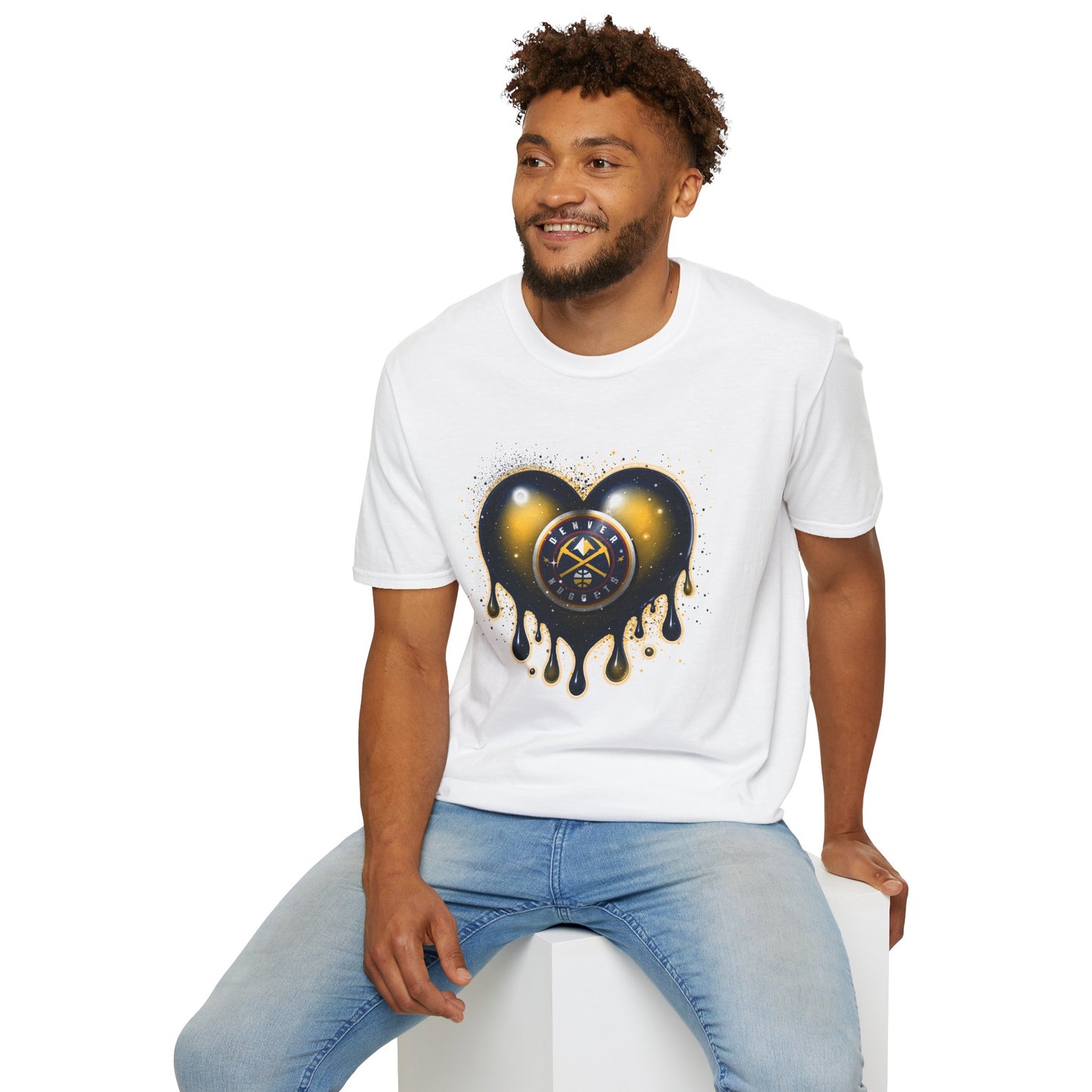 Nuggets Dripping Heart T-Shirt - Unisex Softstyle Tee, Trendy Graphic Top, Perfect for Valentine's Day, Casual Wear, Unique Gift Idea