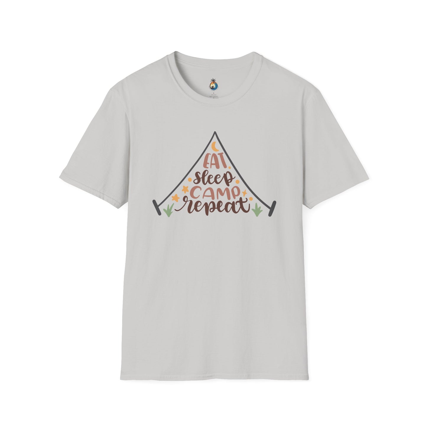 Camping Lifestyle T-Shirt, Eat Sleep Camp Repeat Shirt, Unisex Summer Tee, Outdoor Adventure Clothing, Gifts for Campers, Hiking Memento