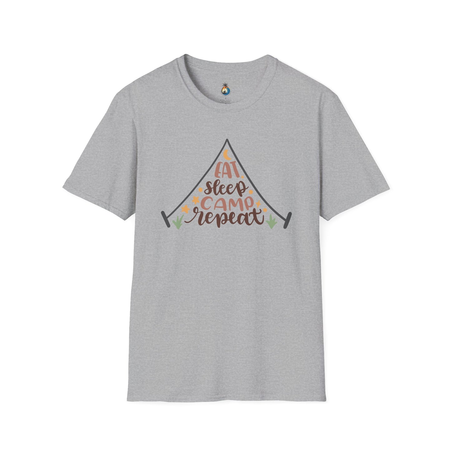 Camping Lifestyle T-Shirt, Eat Sleep Camp Repeat Shirt, Unisex Summer Tee, Outdoor Adventure Clothing, Gifts for Campers, Hiking Memento
