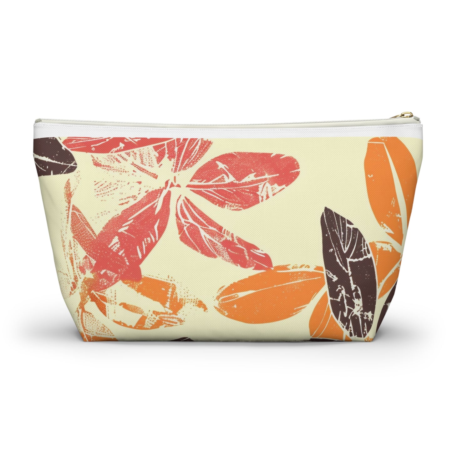 Bohemian Leaf Accessory Pouch, Travel Makeup Bag, Cosmetic Organizer, Earthy Gift, Eco-Friendly Zip Pouch