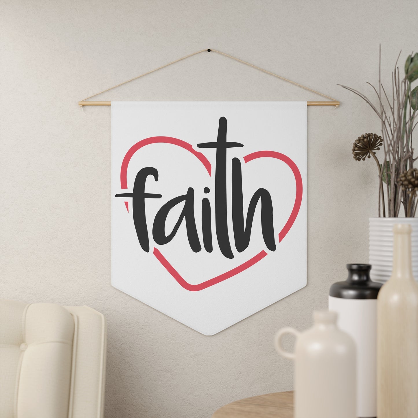 Faith-Inspired Wall Pennant, Home Decor, Inspirational Gift, Wall Hanging, Motivational Art, Christian Decor