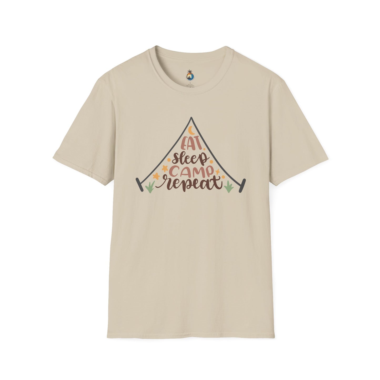 Camping Lifestyle T-Shirt, Eat Sleep Camp Repeat Shirt, Unisex Summer Tee, Outdoor Adventure Clothing, Gifts for Campers, Hiking Memento