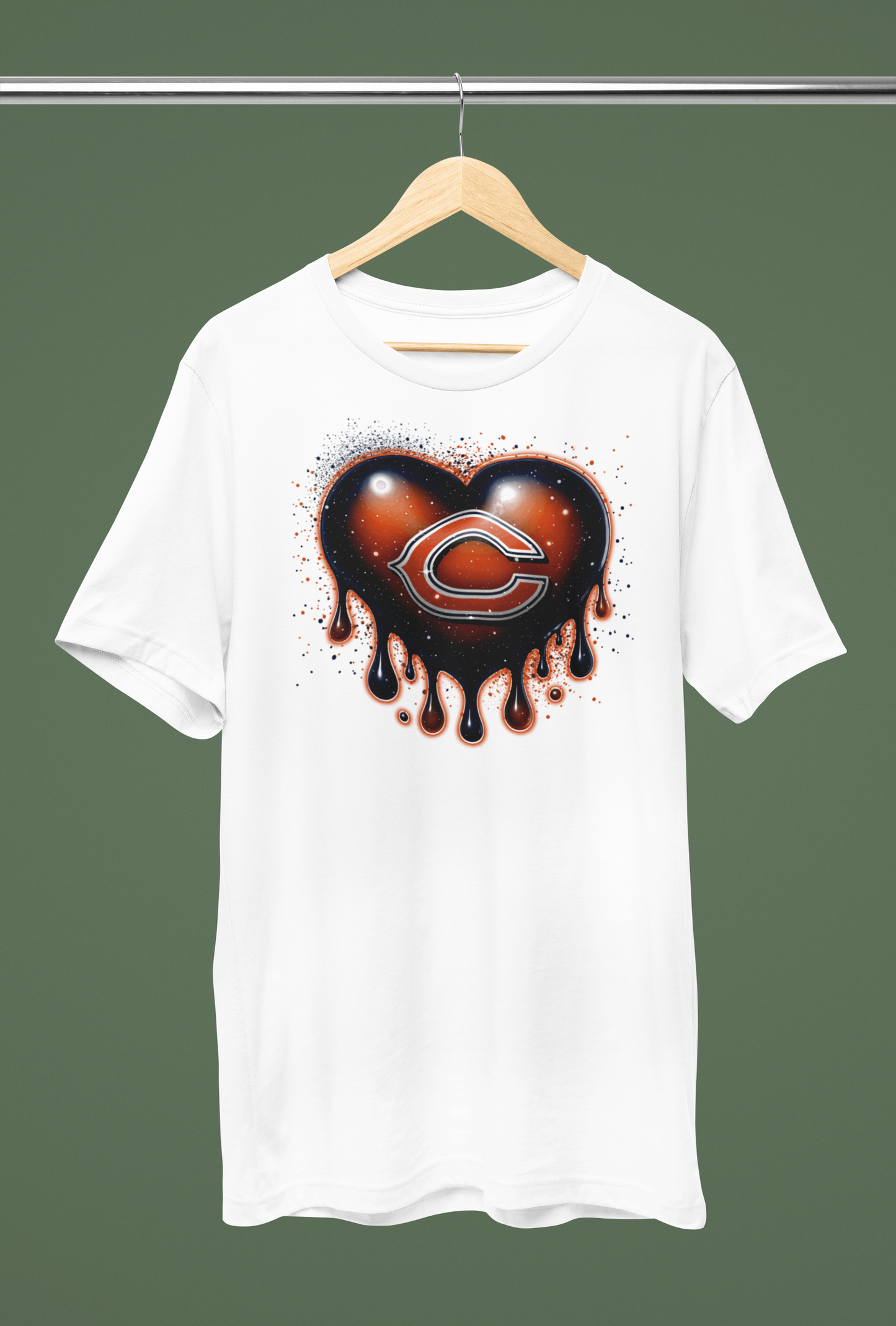 Shaka Brands | Graphic Tee's | NFL Dripping Heart Design White Crew Neck T-Shirt (NFC NORTH Teams)