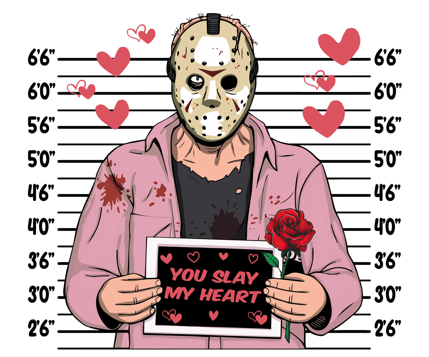Shaka Brands | Graphic Tee's | Michael Myers Valentine's Mugshot Crew neck T-Shirt
