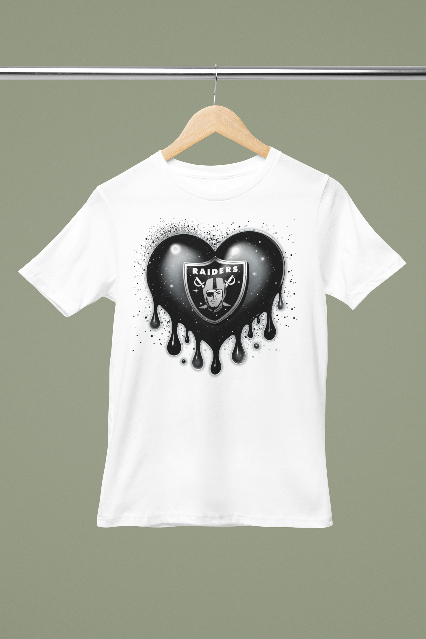 Shaka Brands | Graphic Tee's | NFL Dripping Heart Design White Crew Neck T-Shirt (AFC WEST Teams)