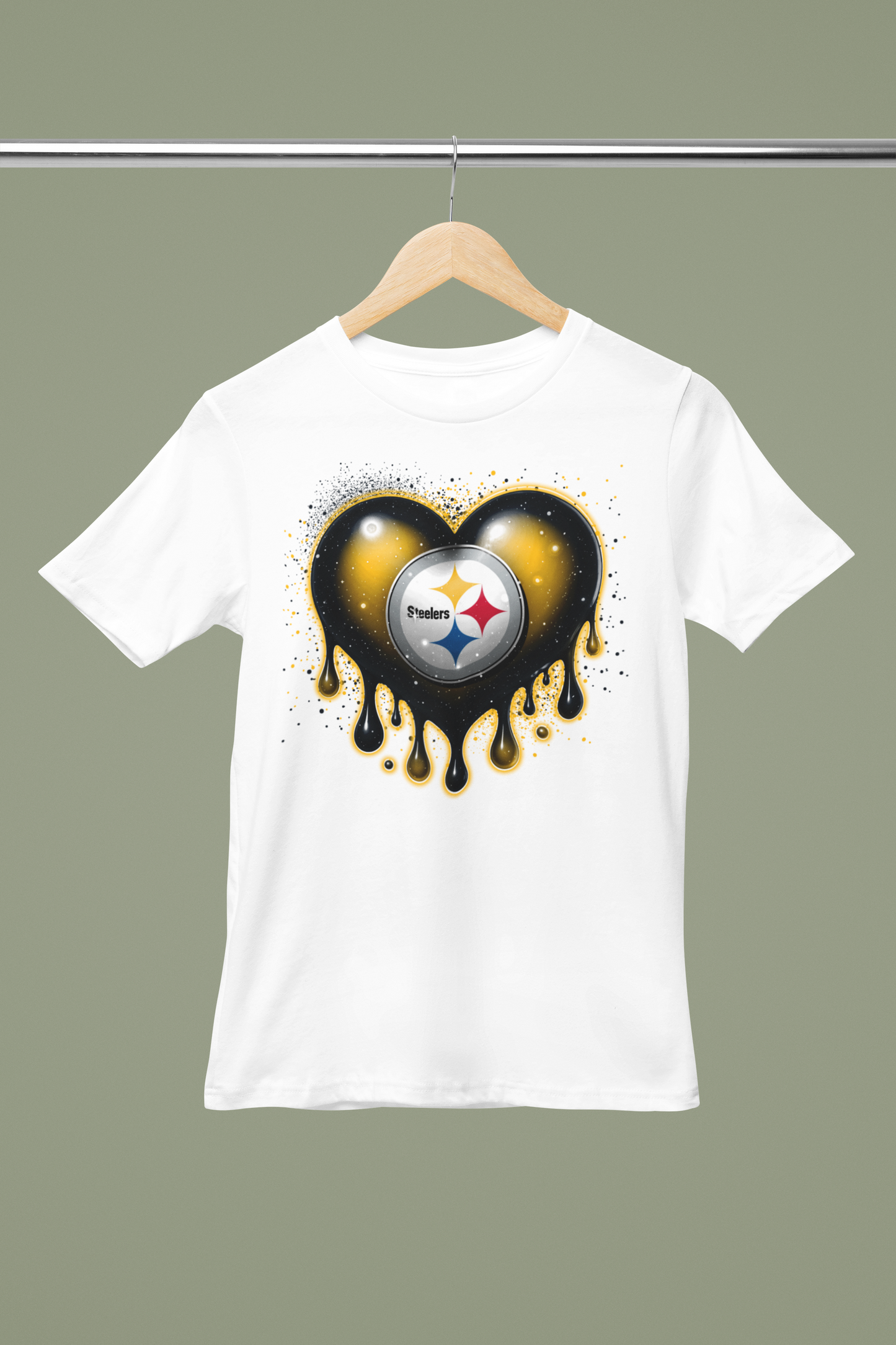 Shaka Brands | Graphic Tee's | NFL Dripping Heart Design White Crew Neck T-Shirt (AFC NORTH Teams)