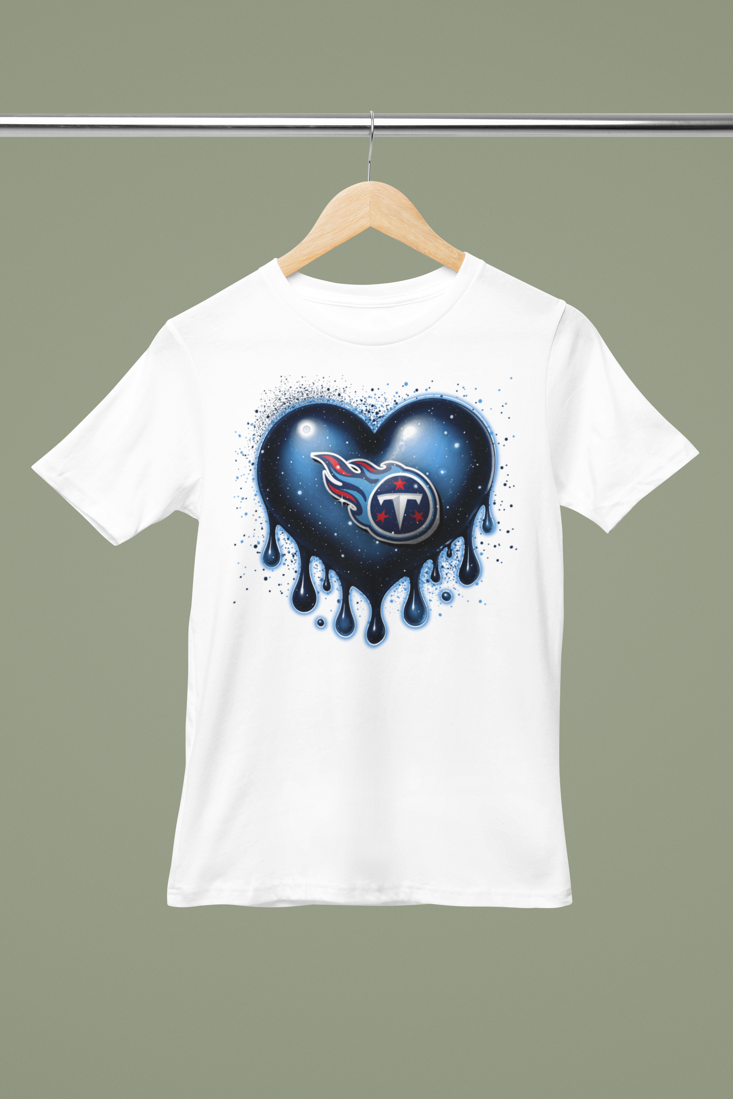 Shaka Brands | Graphic Tee's | NFL Dripping Heart Design White Crew Neck T-Shirt (AFC SOUTH Teams)