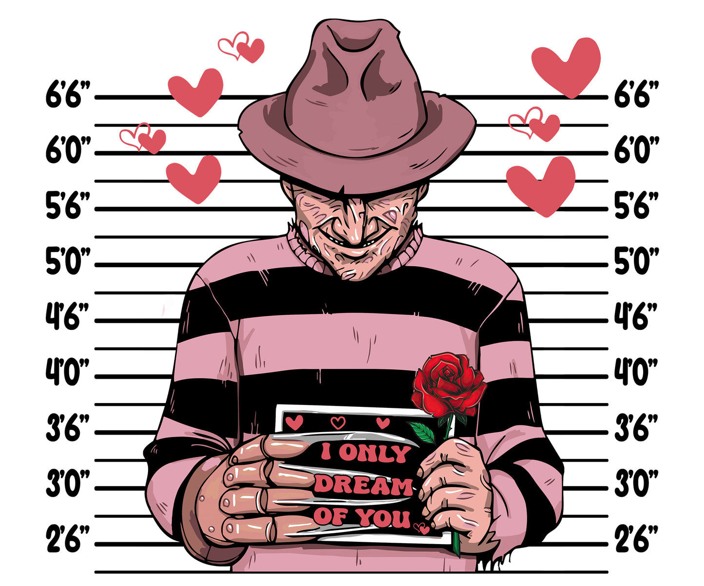 Shaka Brands | Graphic Tee's | Michael Myers Valentine's Mugshot Crew neck T-Shirt