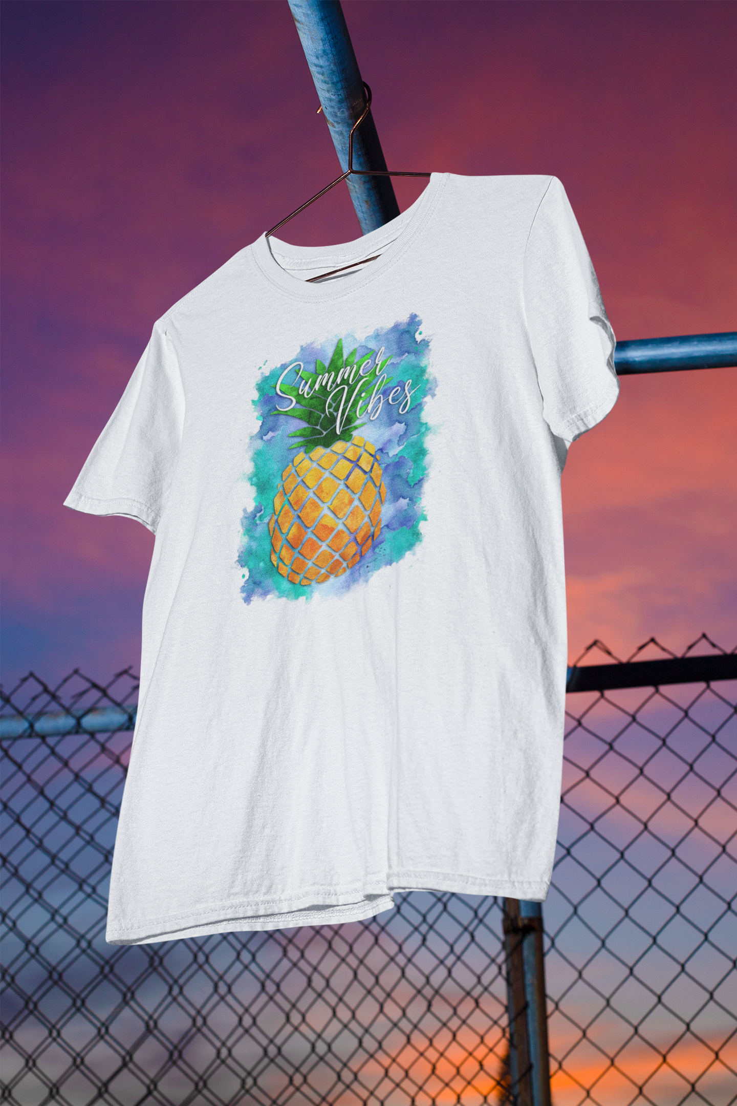 Shaka Brands | Aloha Collection | Summer Vibes Pineapple Watercolor Design T-shirt