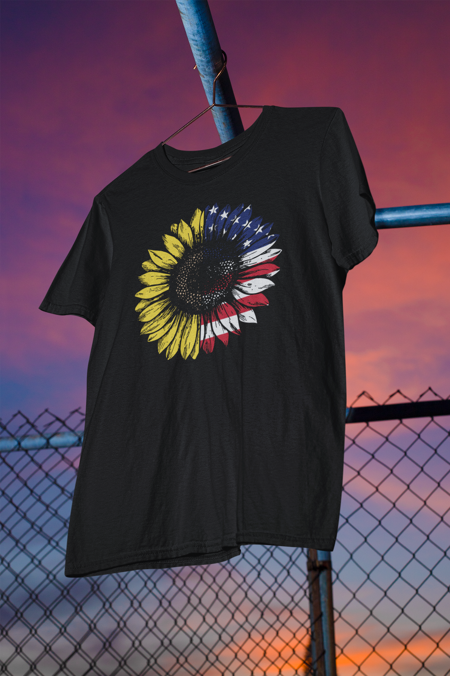 Shaka Brands | American Pride Collection | Sunflower American Flag Pride T-shirt