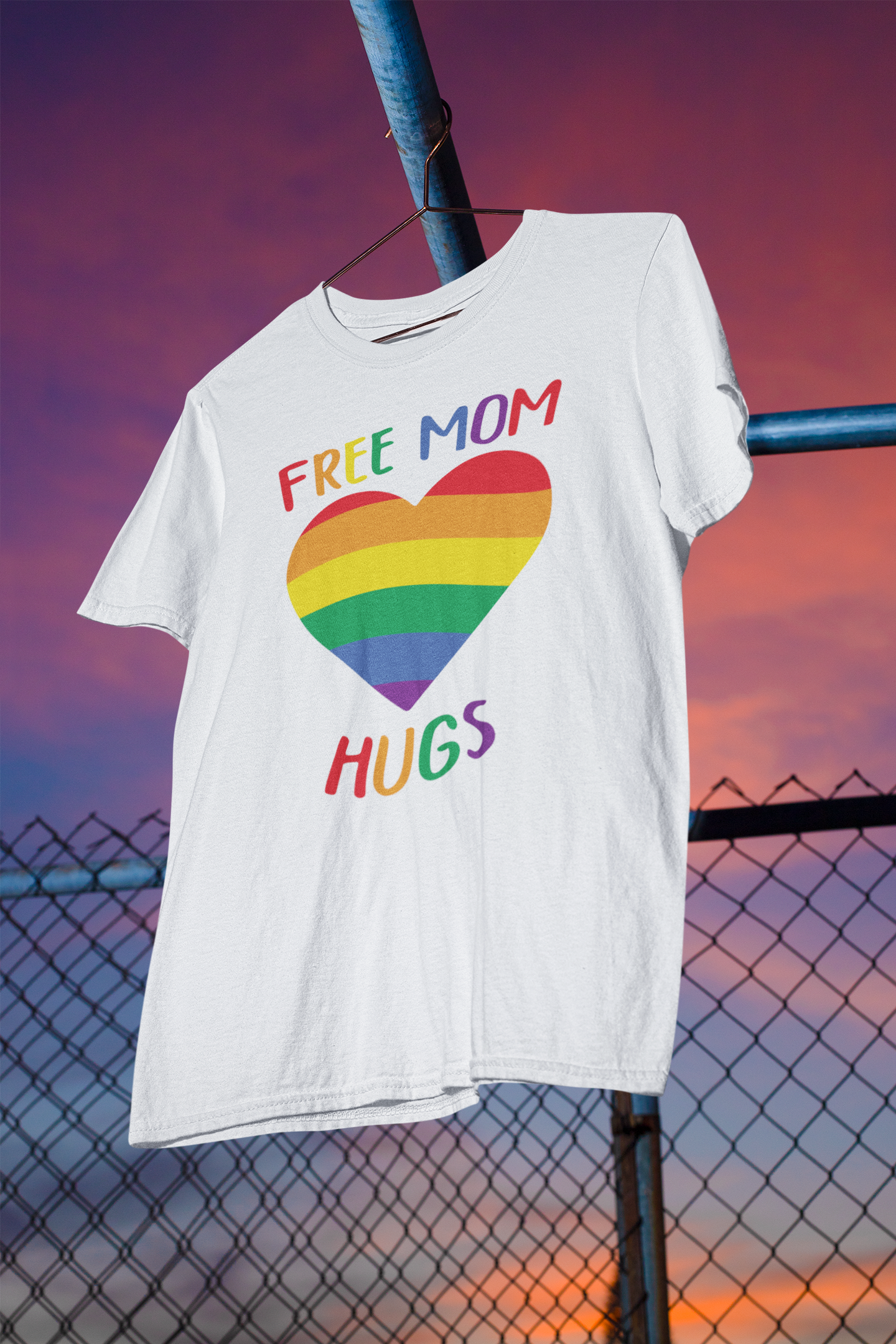 Shaka Brands | LGBTQ Pride Collection | Free Mom hugs Rainbow Heart T-Shirt