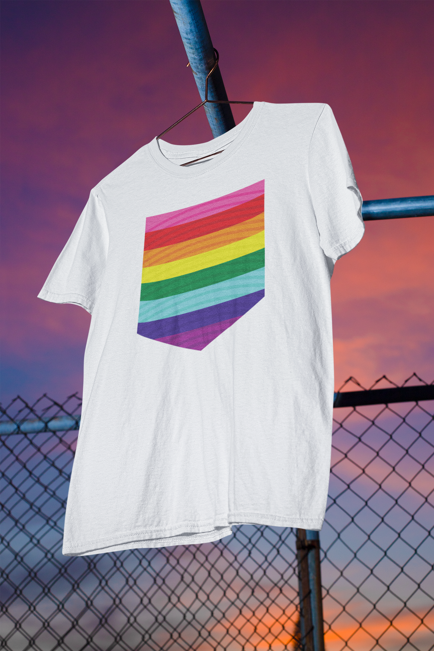Shaka Brands | LGBTQ Pride Collection | Rainbow Pocket Shapre T-Shirt