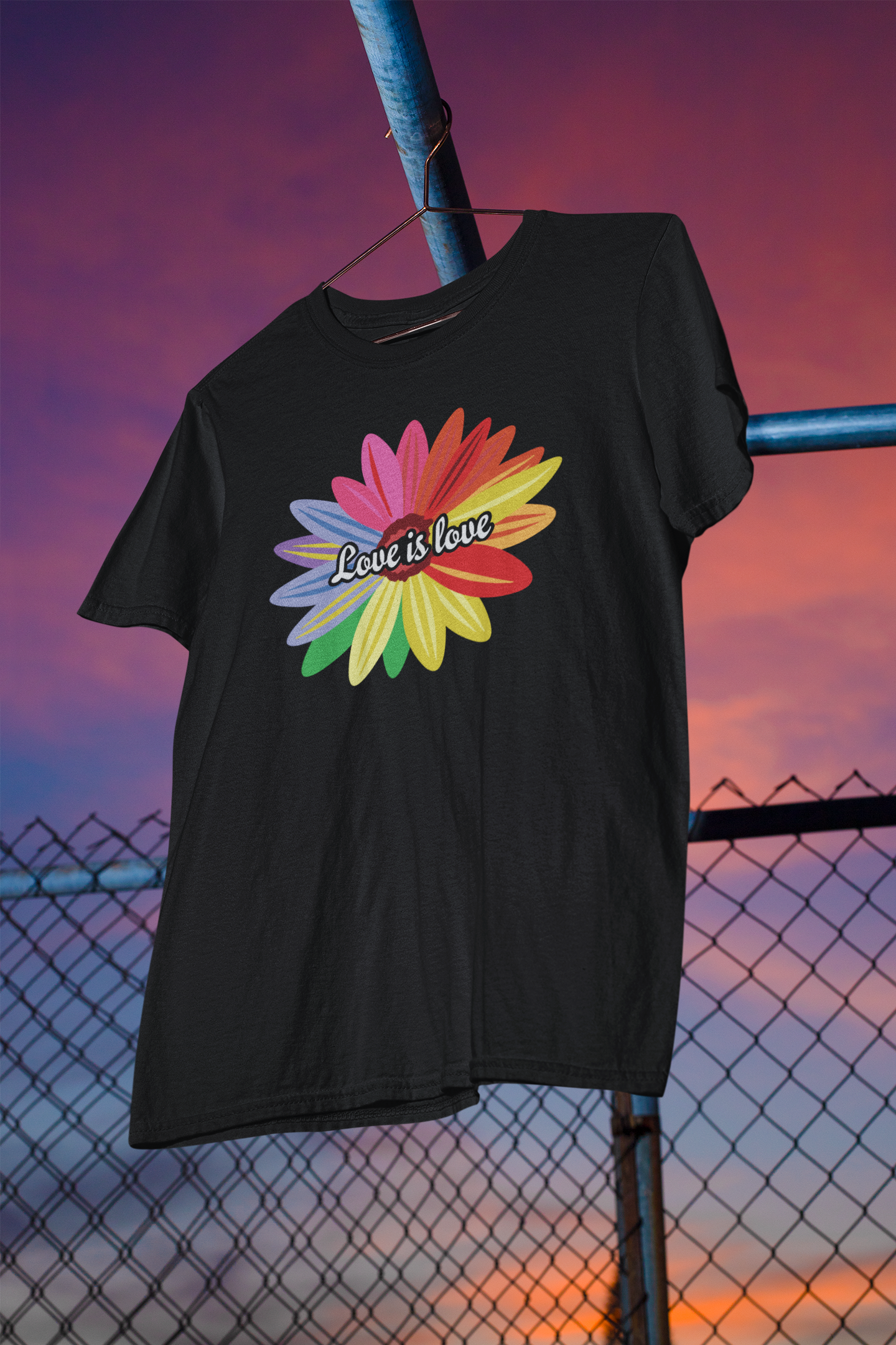 Shaka Brands | LGBTQ Pride Collection | Rainbow Sunflower, Love is Love T-Shirt