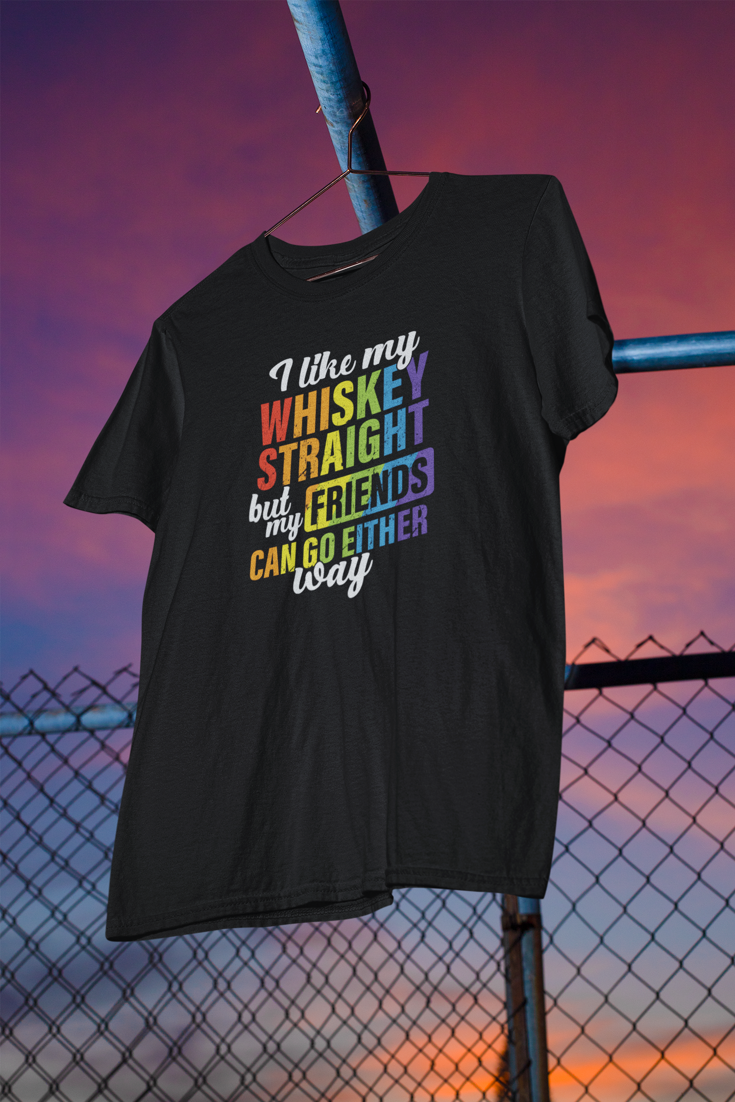 Shaka Brands | LGBTQ Pride Collection | I Like My Whiskey Straight, My friends Can go Either Way T-Shirt