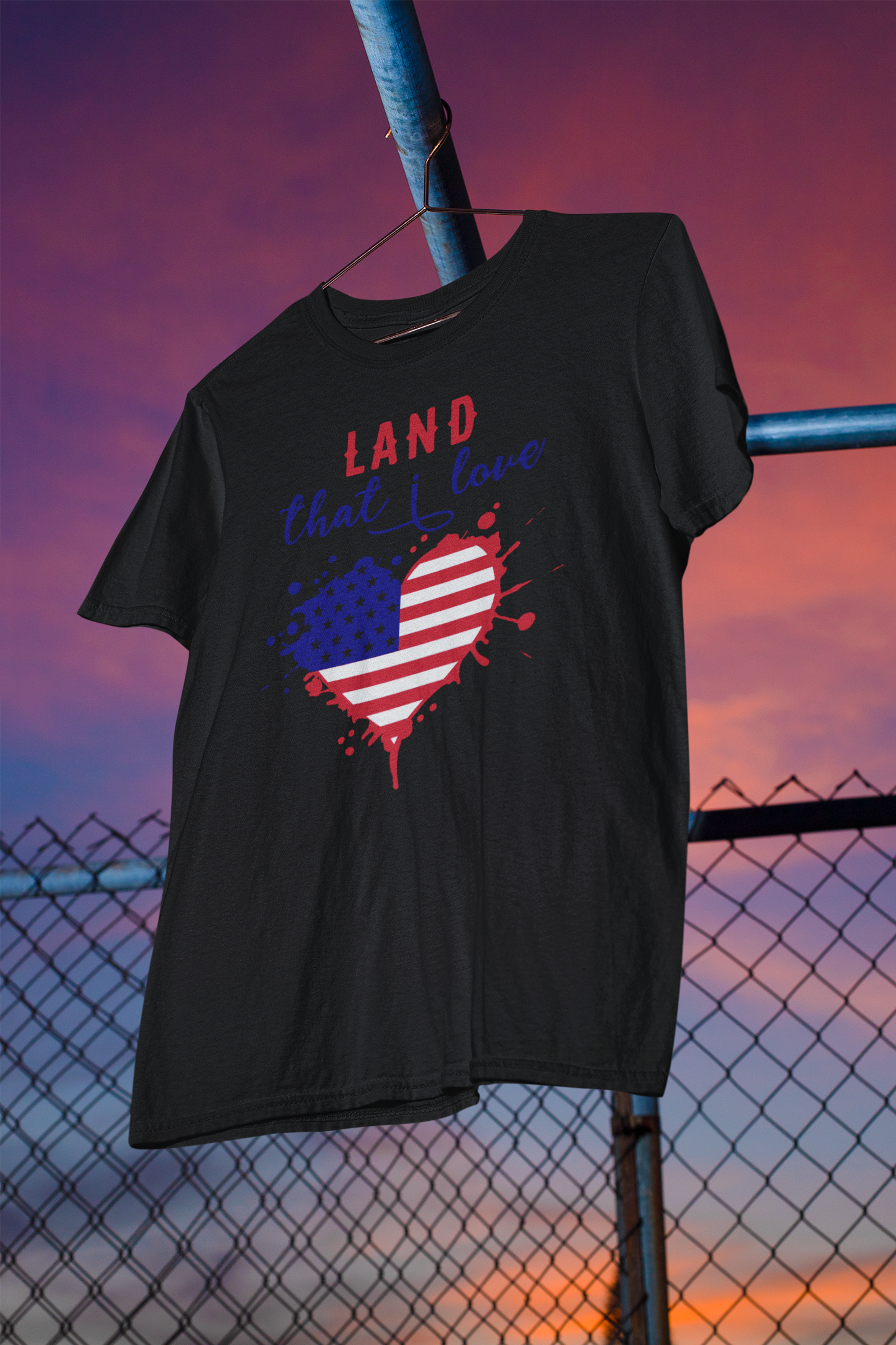 Shaka Brands | Graphic Tees | Land That I Love, American Flag Heart T-Shirt