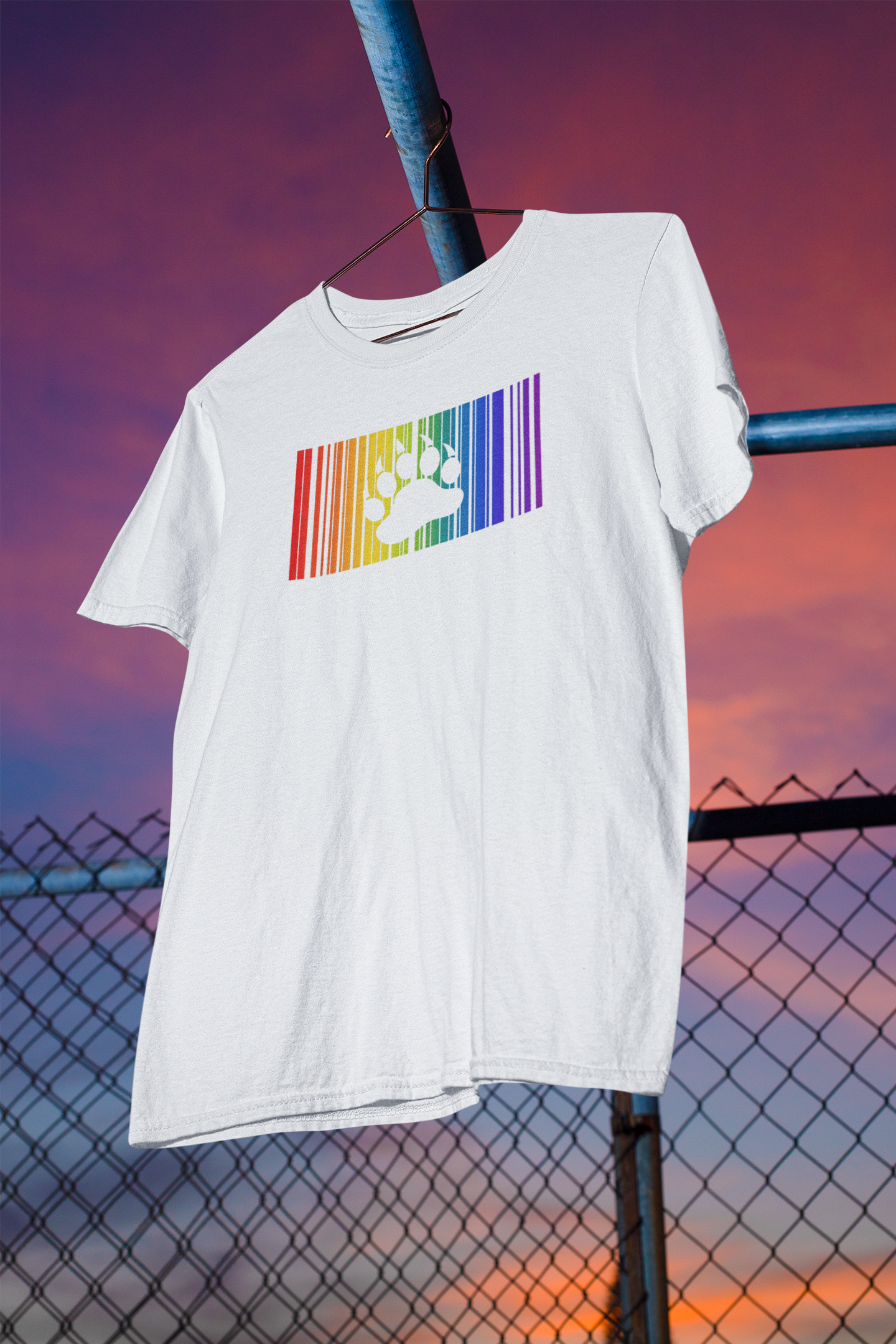 Shaka Brands | Graphic Tees | Rainbow Barcode Paw Print PRIDE T-Shirt