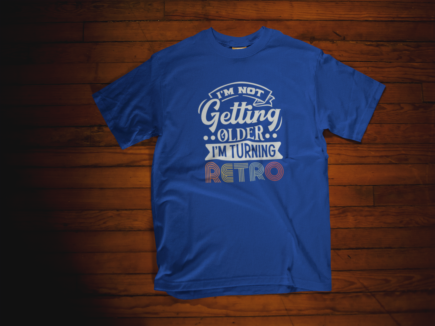 Shaka Brands | Graphic Tee's | I'm not getting older, I'm turning retro Crew Neck T-Shirt Blue