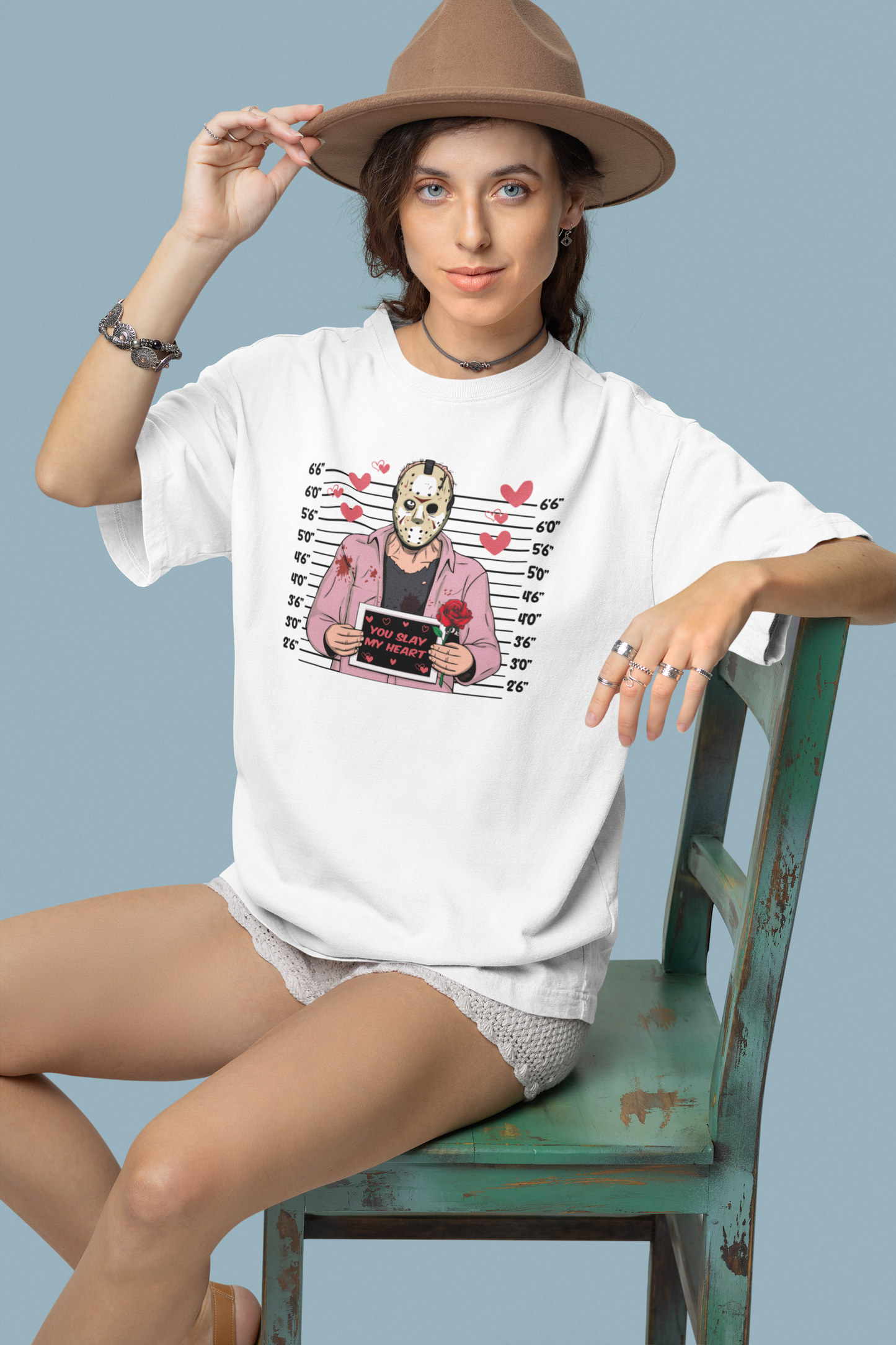 Shaka Brands | Graphic Tee's | Michael Myers Valentine's Mugshot Crew neck T-Shirt