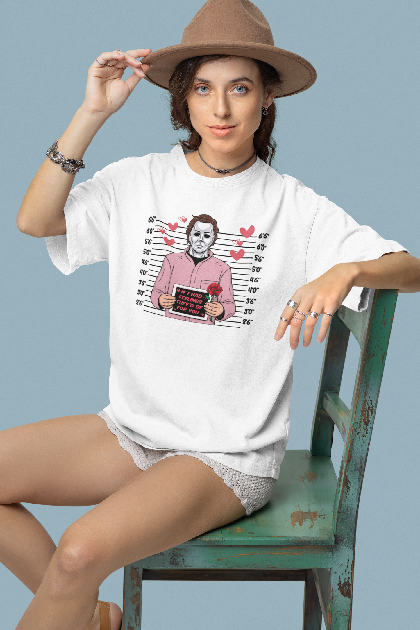 Shaka Brands | Graphic Tee's | Michael Myers Valentine's Mugshot Crew neck T-Shirt